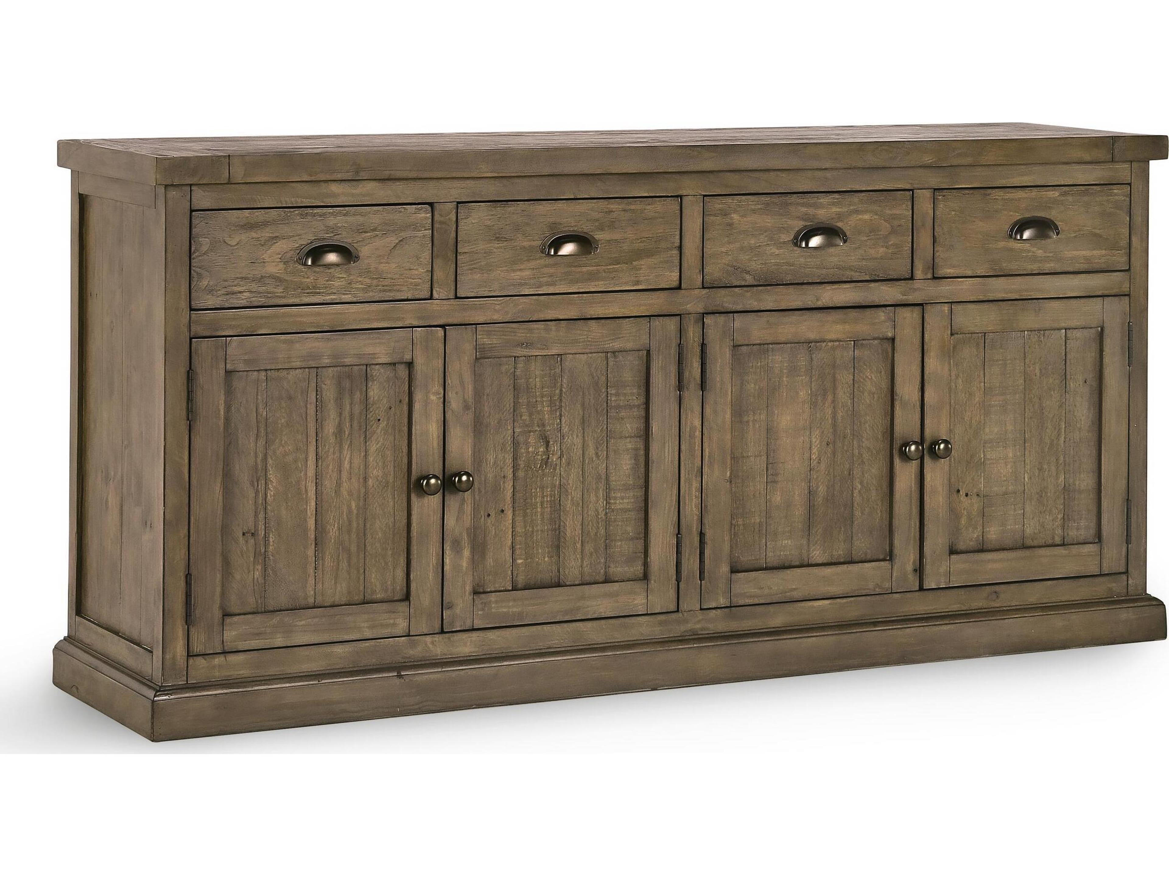 Caleb 74" Pine Wood Distressed Brown Sideboard