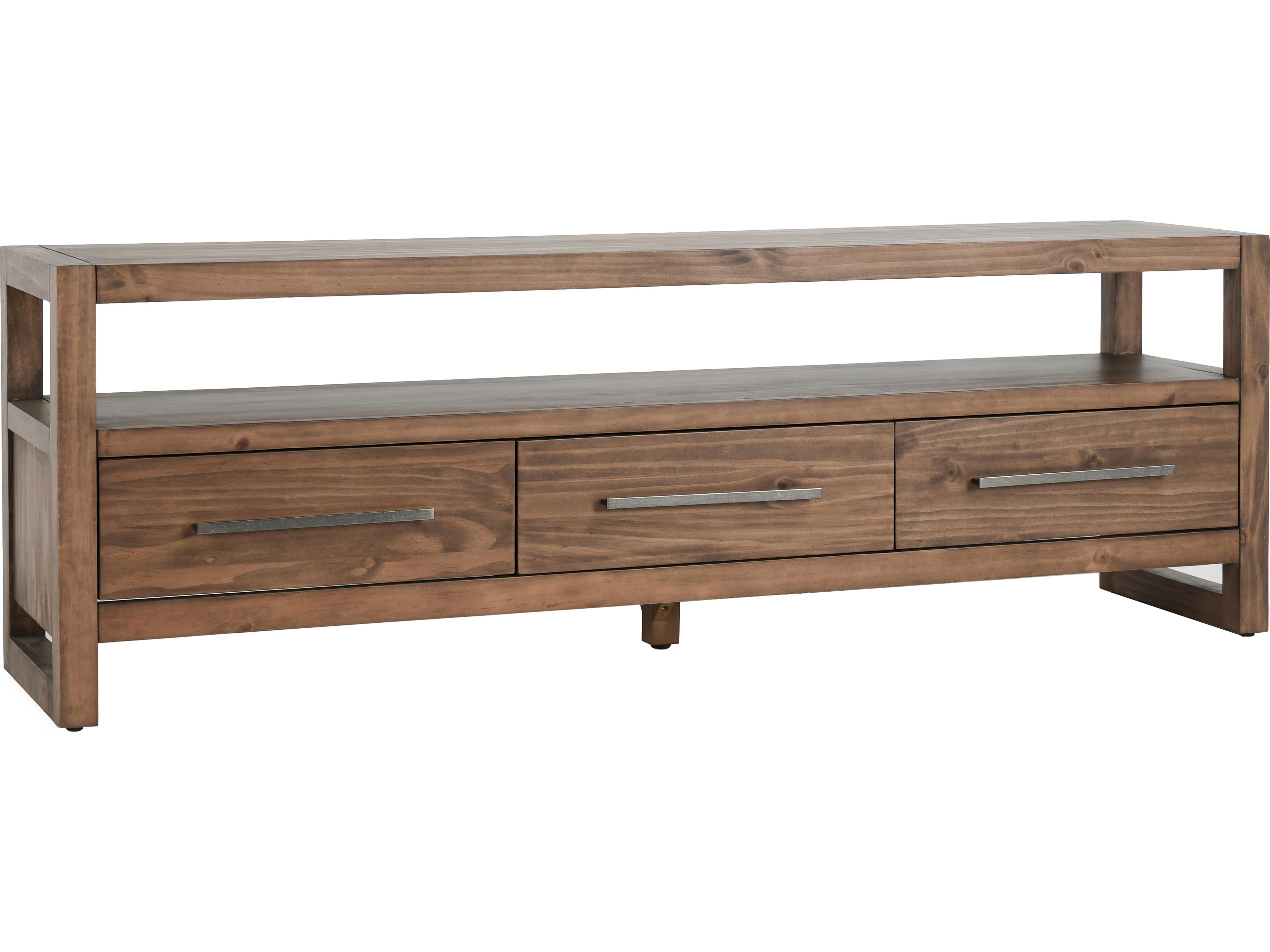 Fenmore 66" Pine Wood Almond Brown Media Console