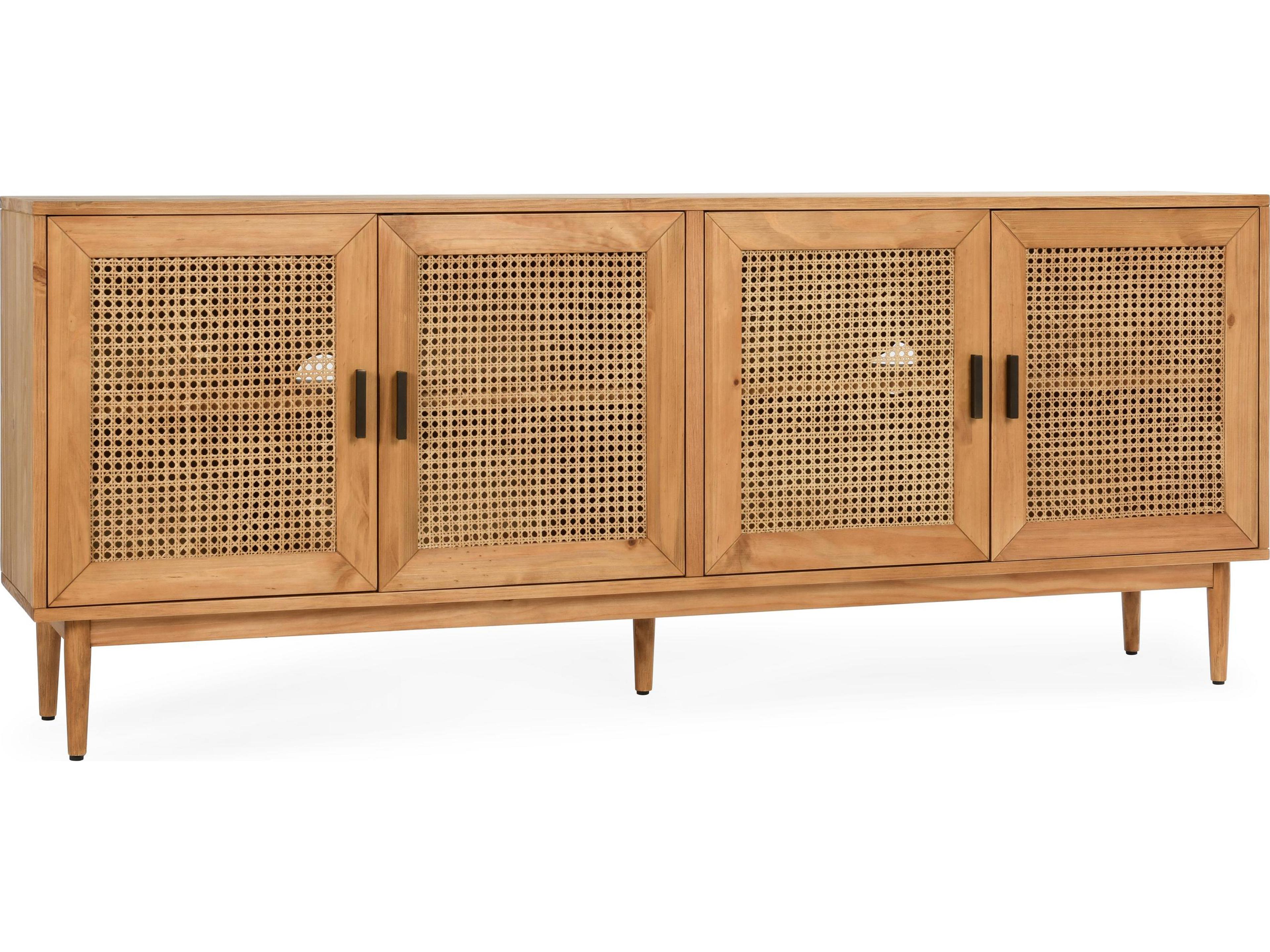 Edris 78" Pine Wood Natural Brown Sideboard