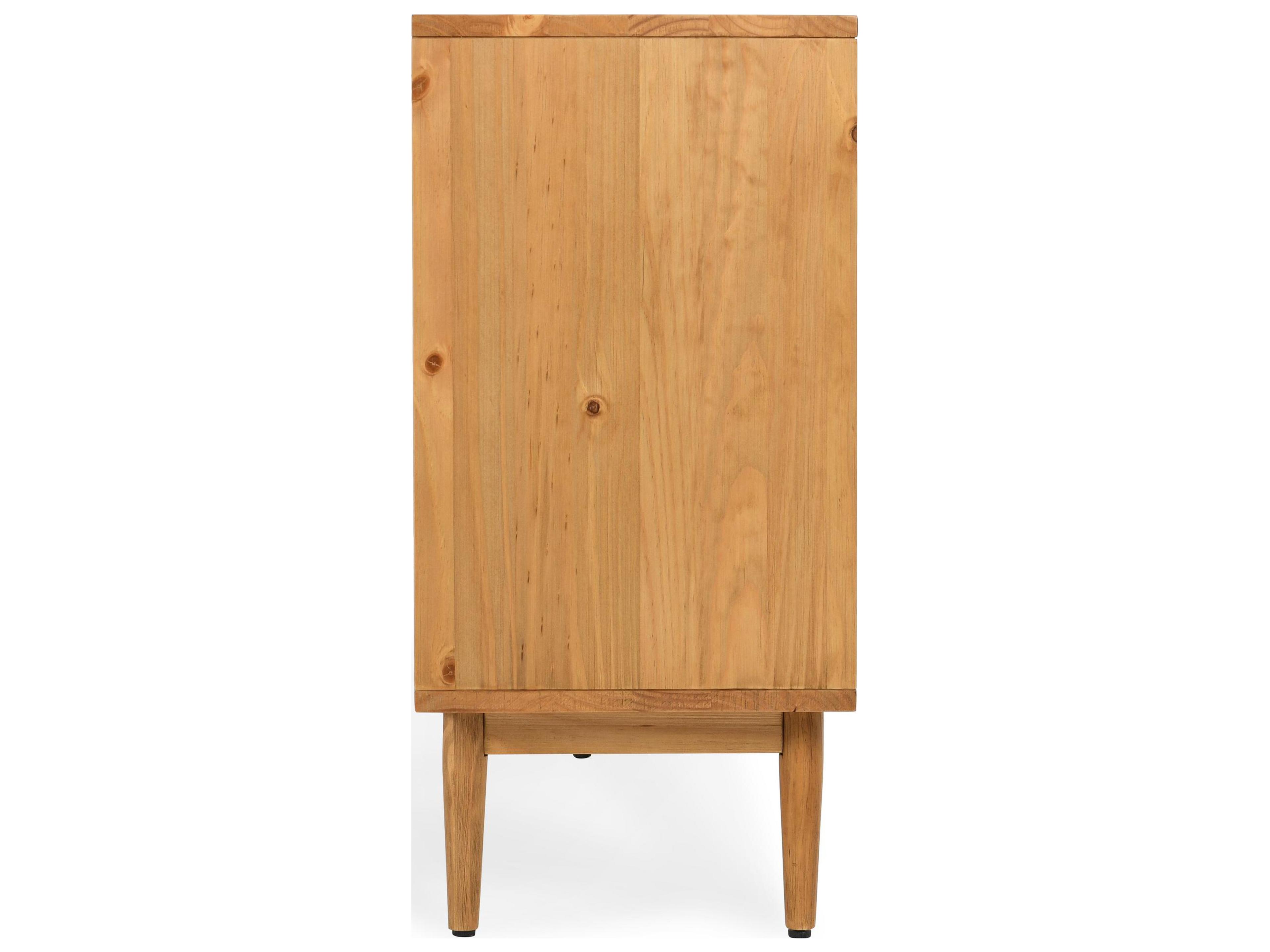 Classic Home Edris 78" Pine Wood Natural Brown Sideboard