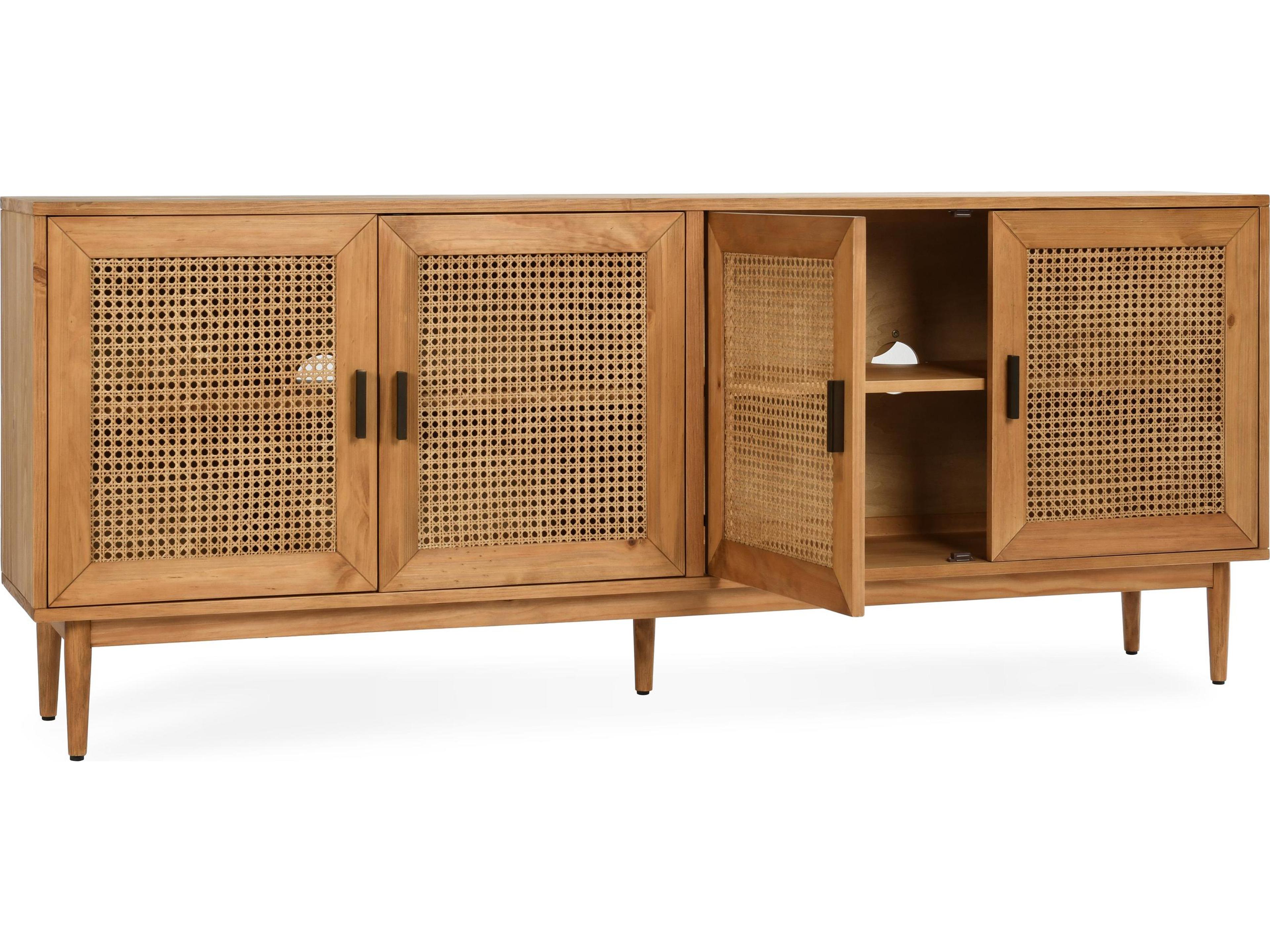 Classic Home Edris 78" Pine Wood Natural Brown Sideboard