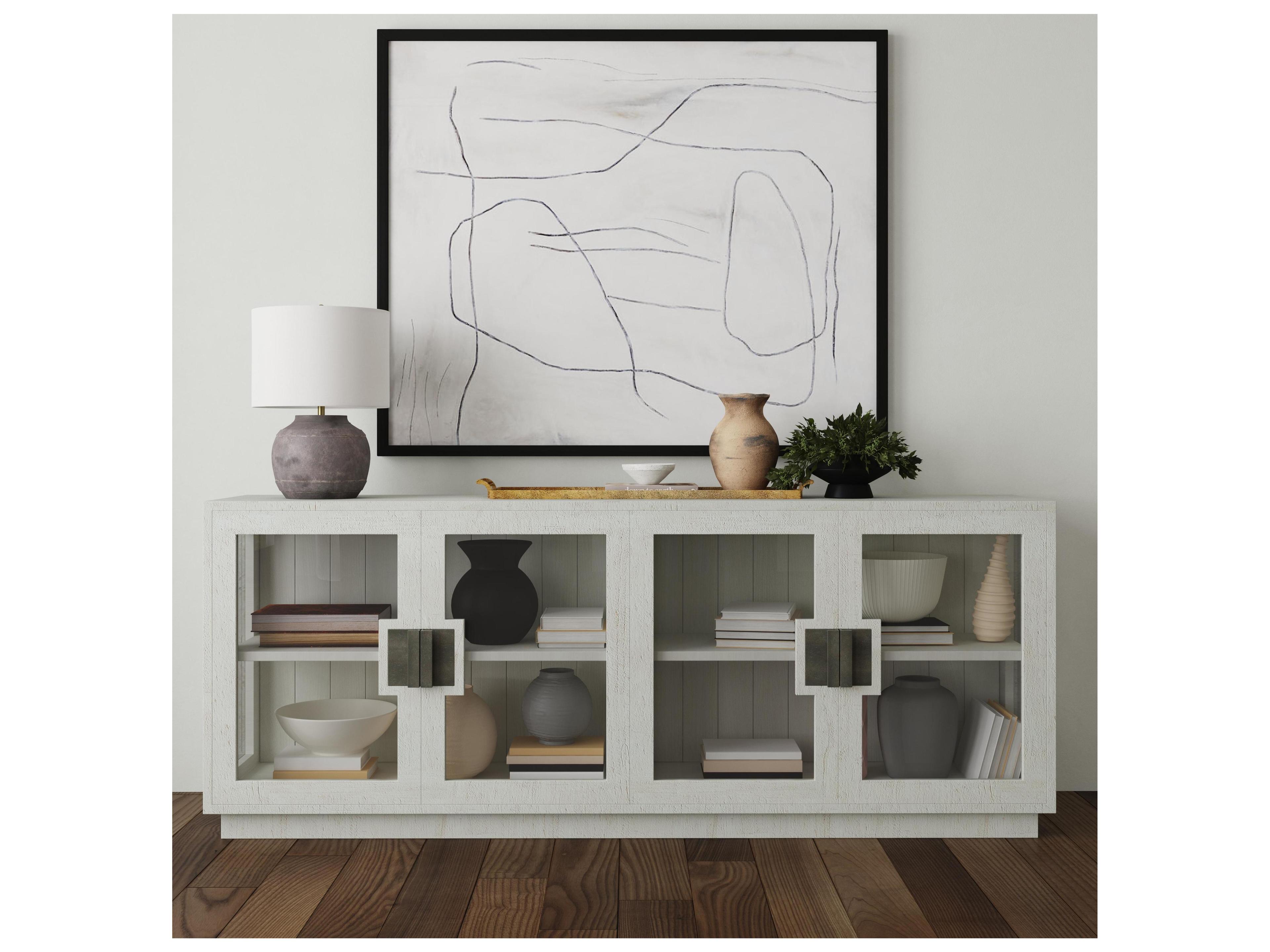 Classic Home Larson 90" Pine Wood White Wash Sideboard