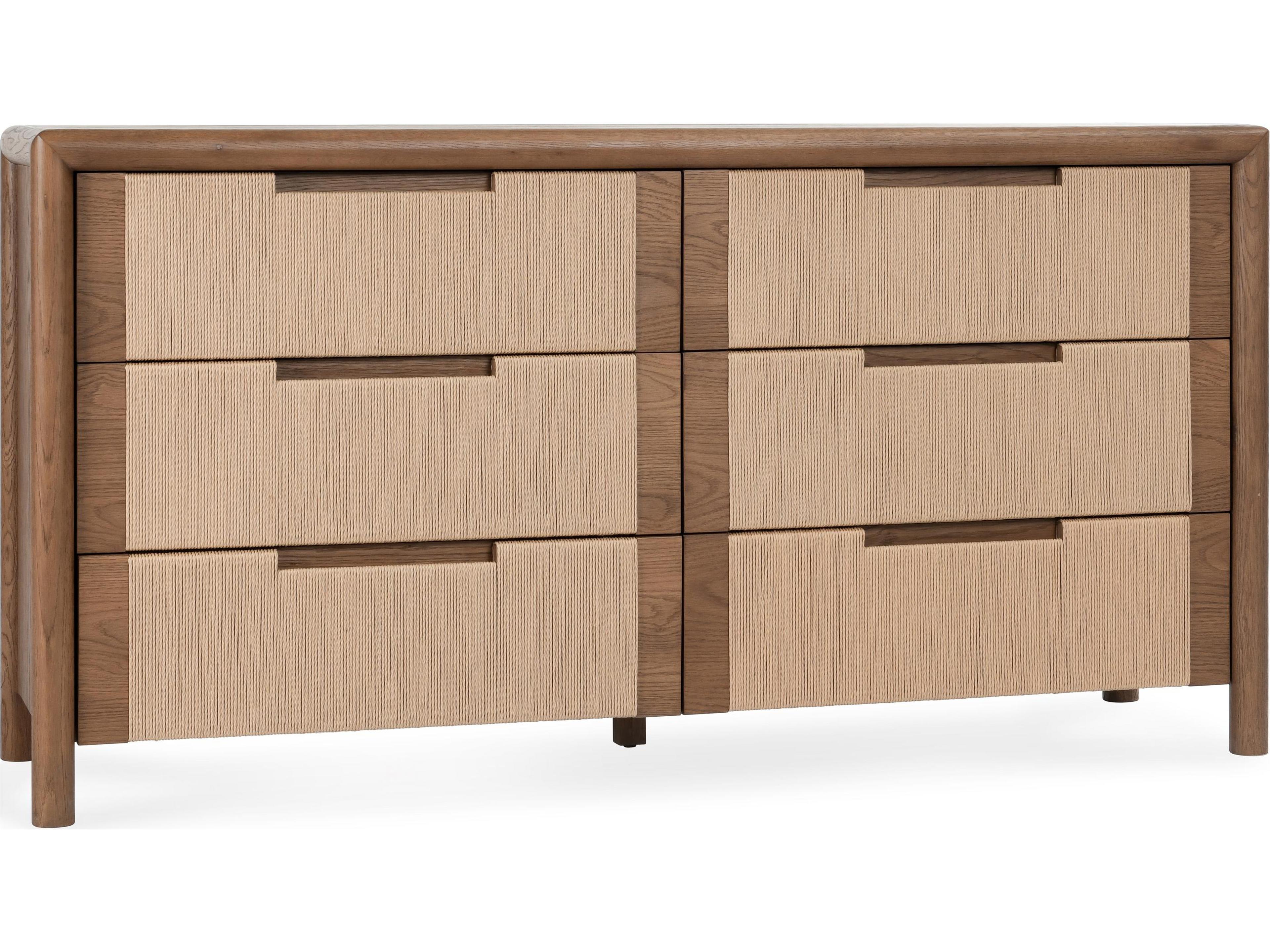 Corda 6-Drawers Natural Oak Wood Double Dresser
