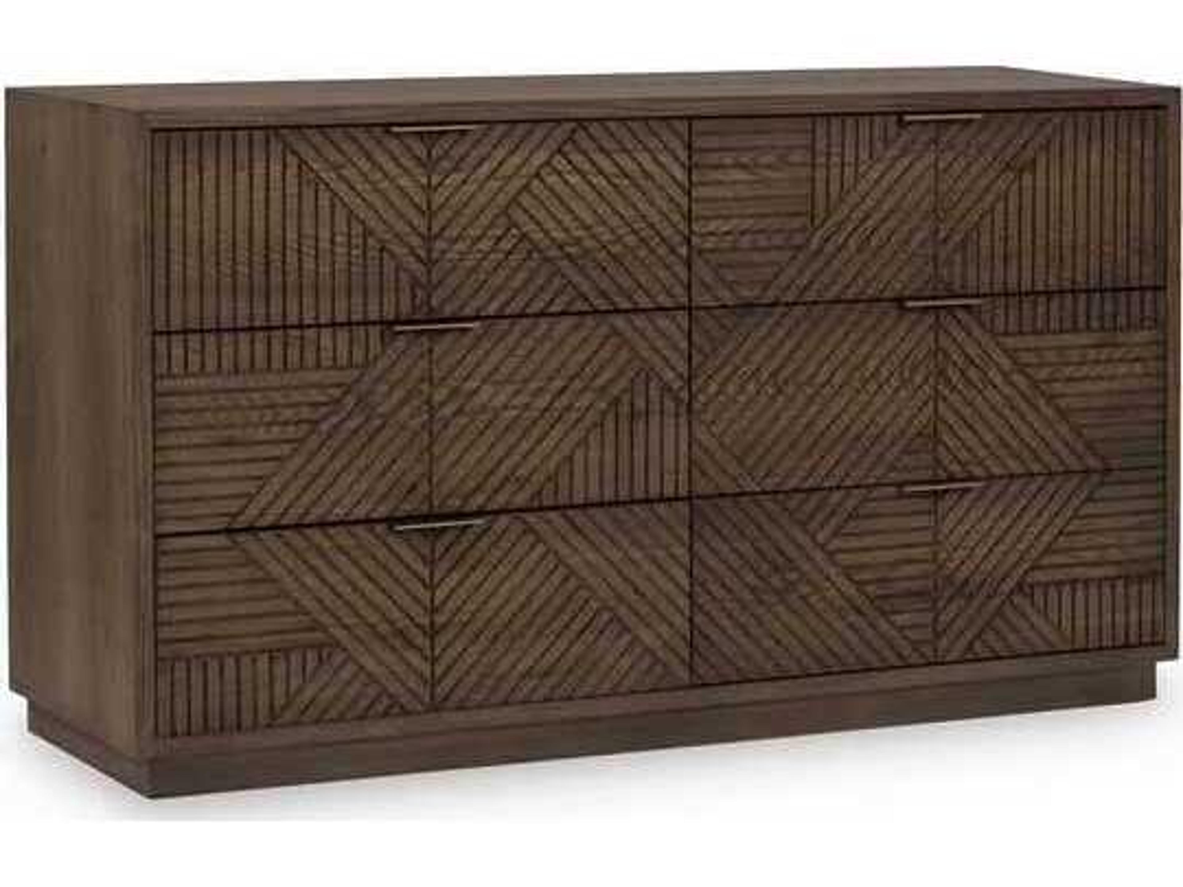 Santa Clara 6-Drawers Brown Oak Wood Double Dresser
