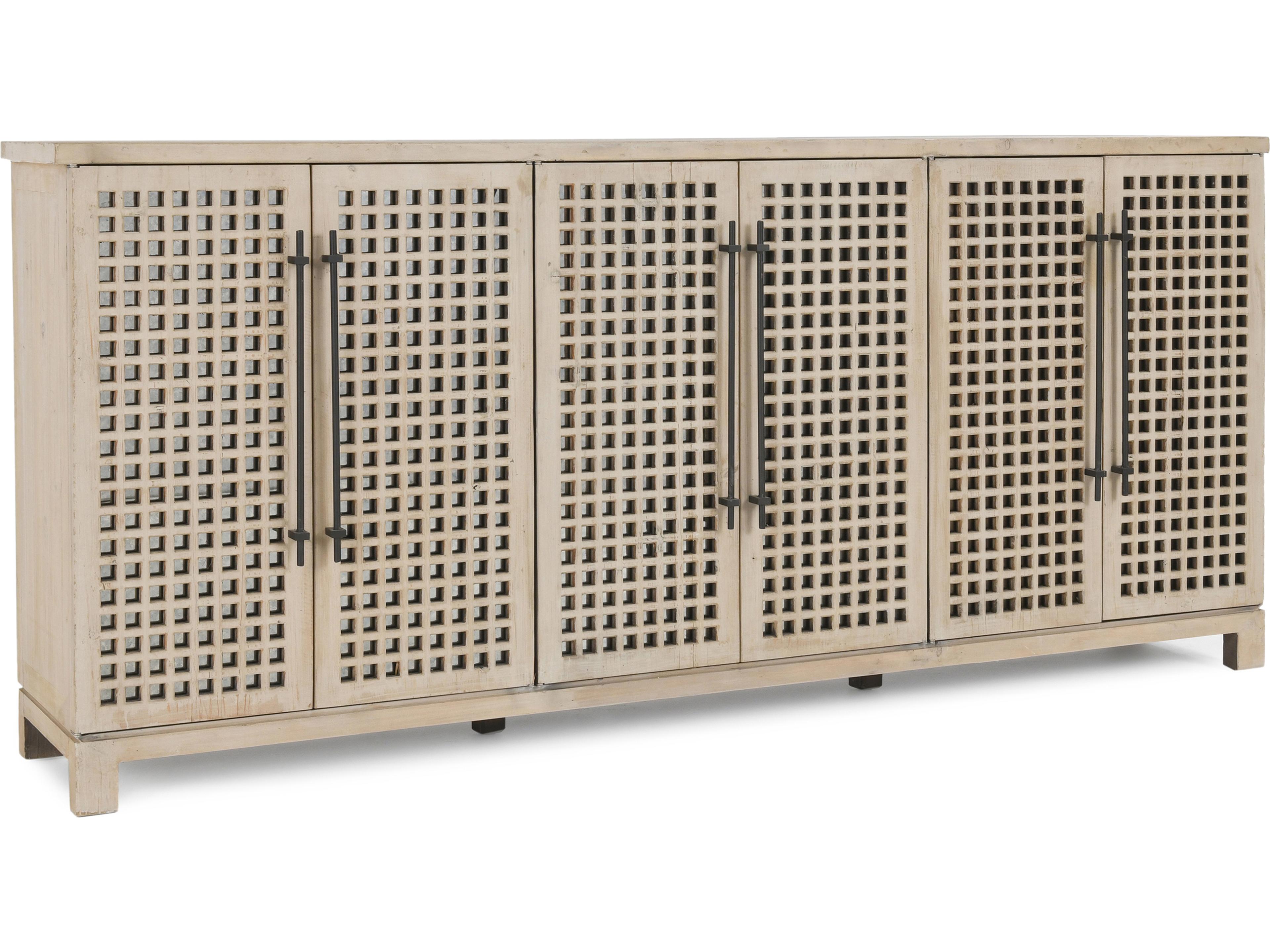 Landon 96" Pine Wood Antique White Sideboard