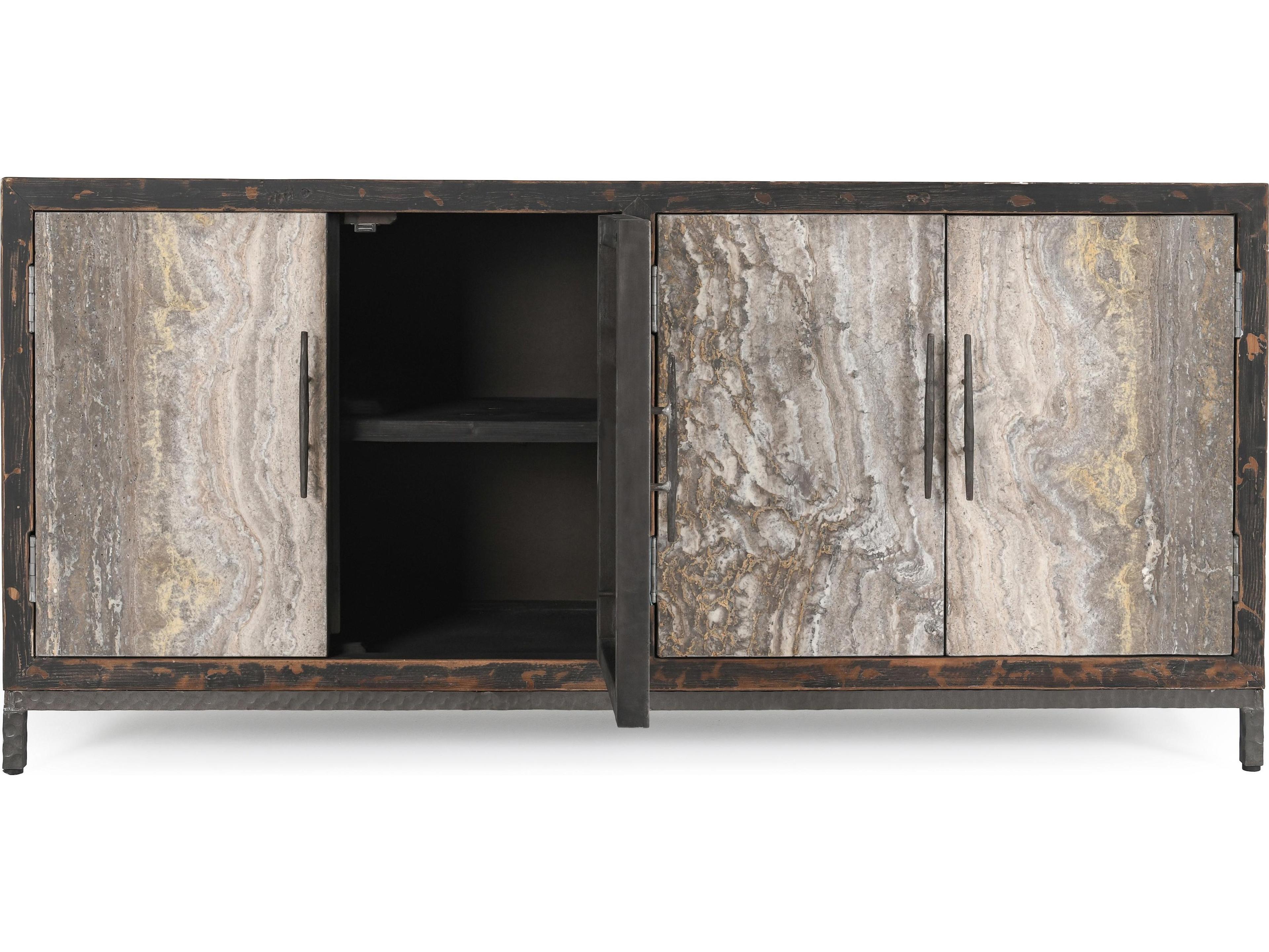 Classic Home Lisbon 76" Pine Wood Brown Sideboard