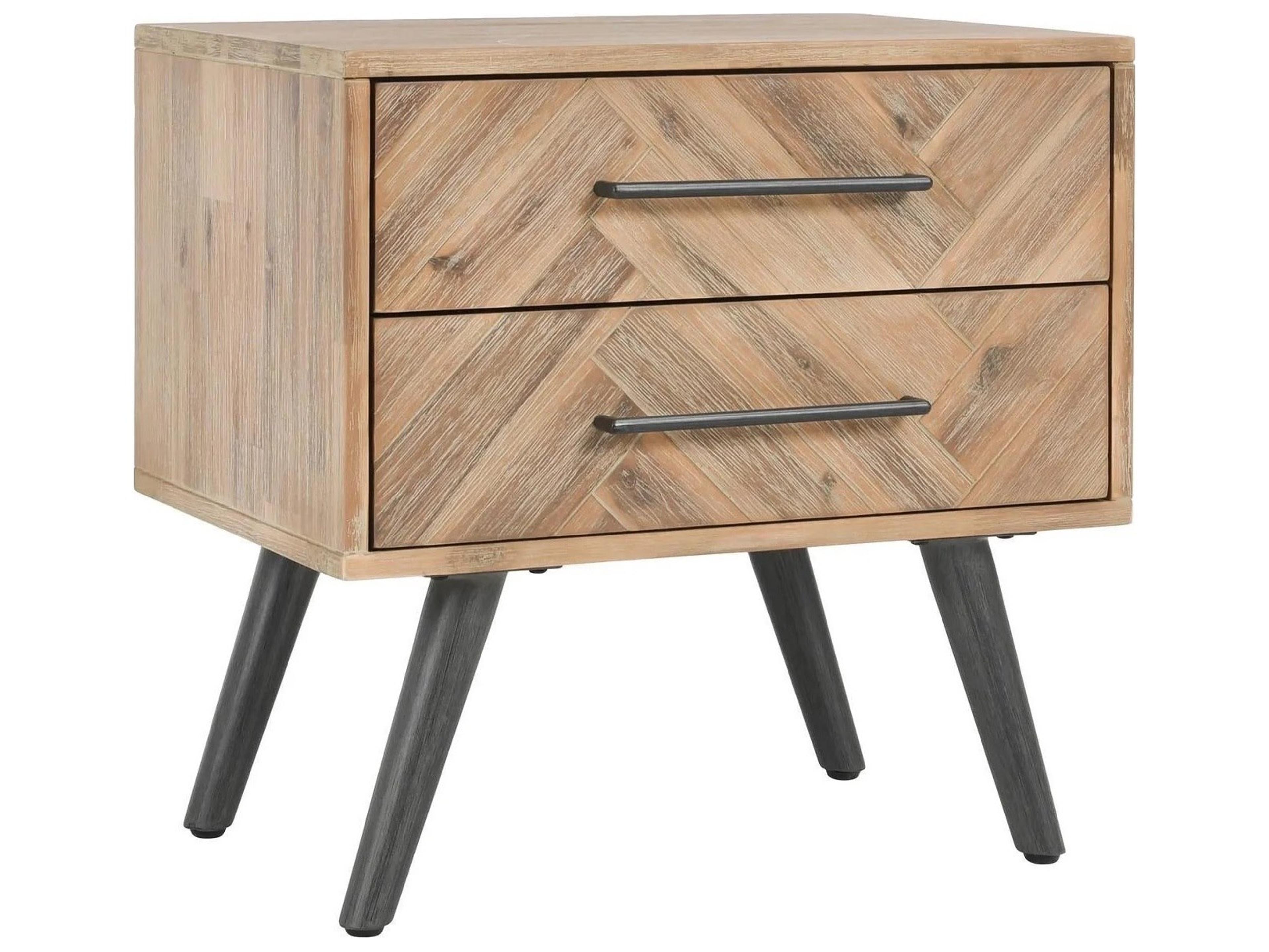 Dexter 2-Drawers Natural Acacia Wood Nightstand
