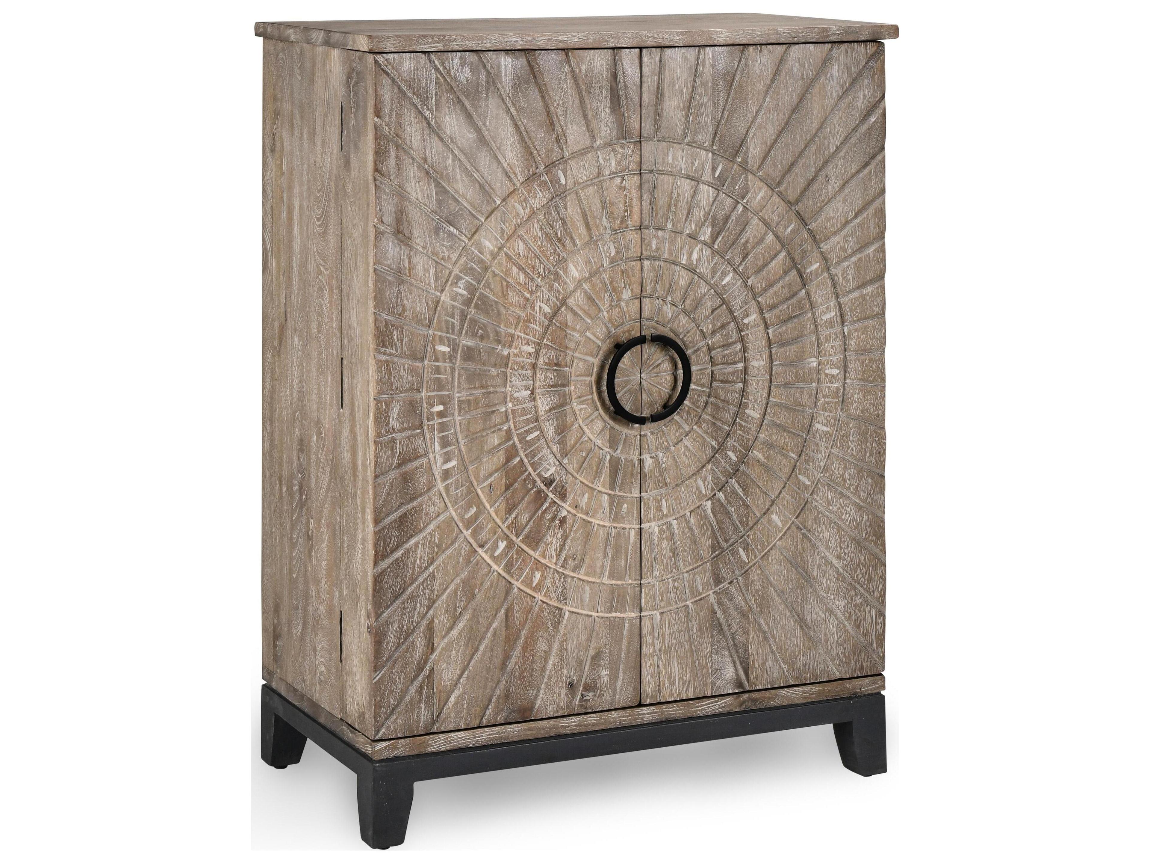 Vivienne Mango Wood Antique Grey Bar Cabinet