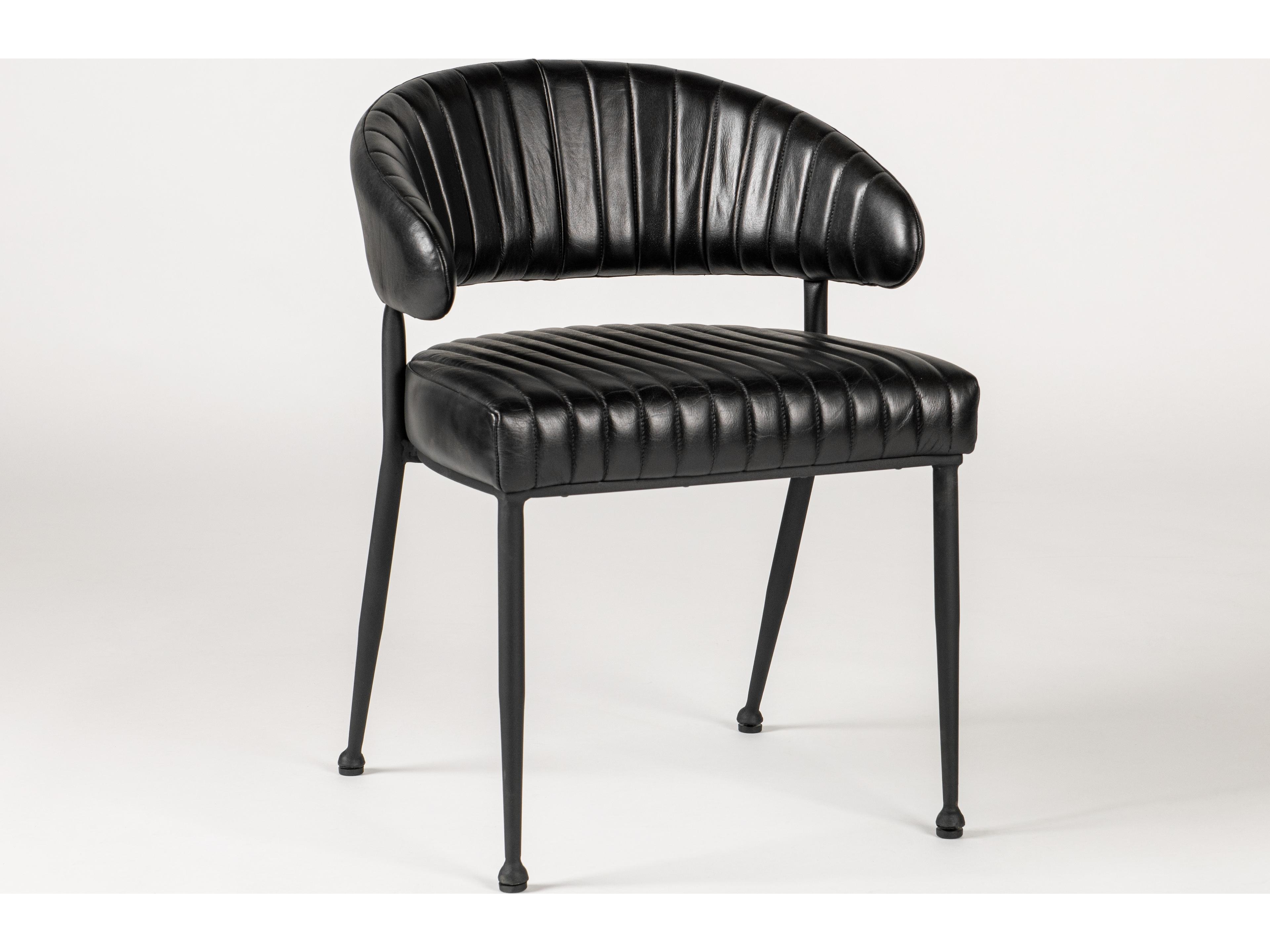 Umbria Black Leather Arm Dining Chair