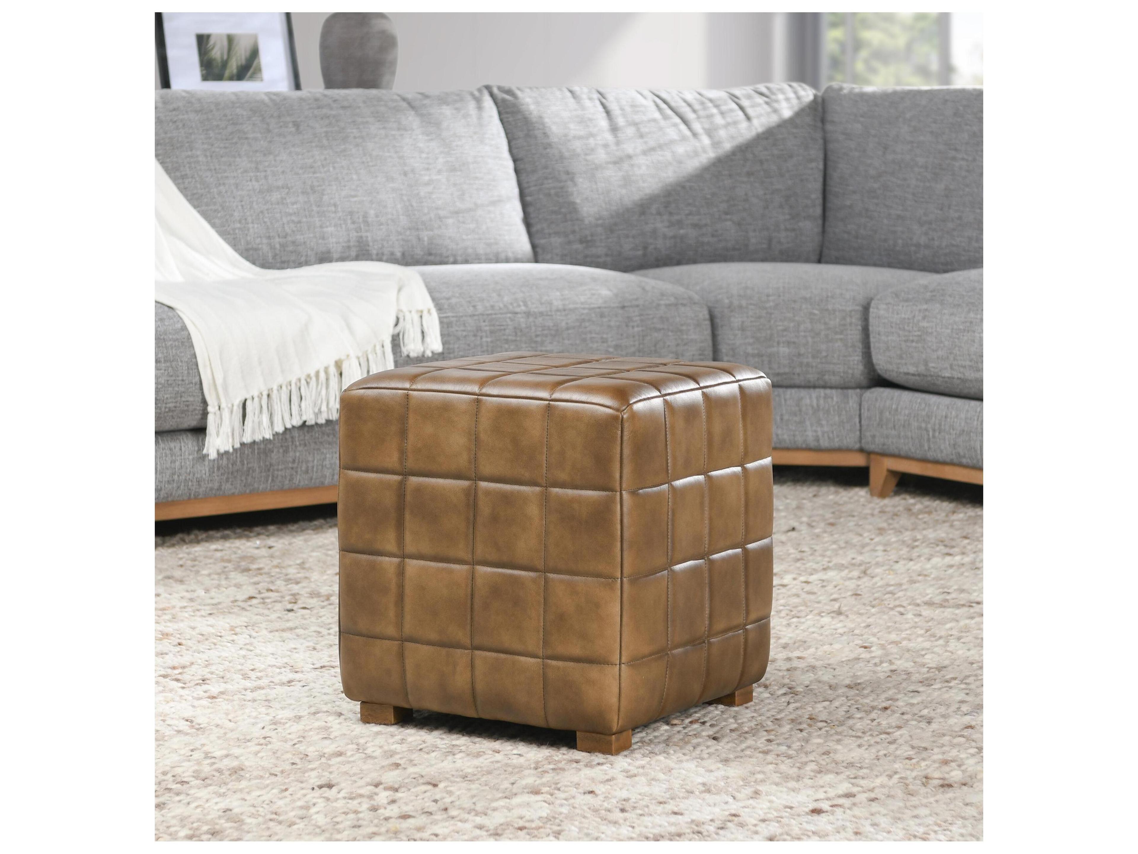 Classic Home Carlo Camel Brown Leather Ottoman