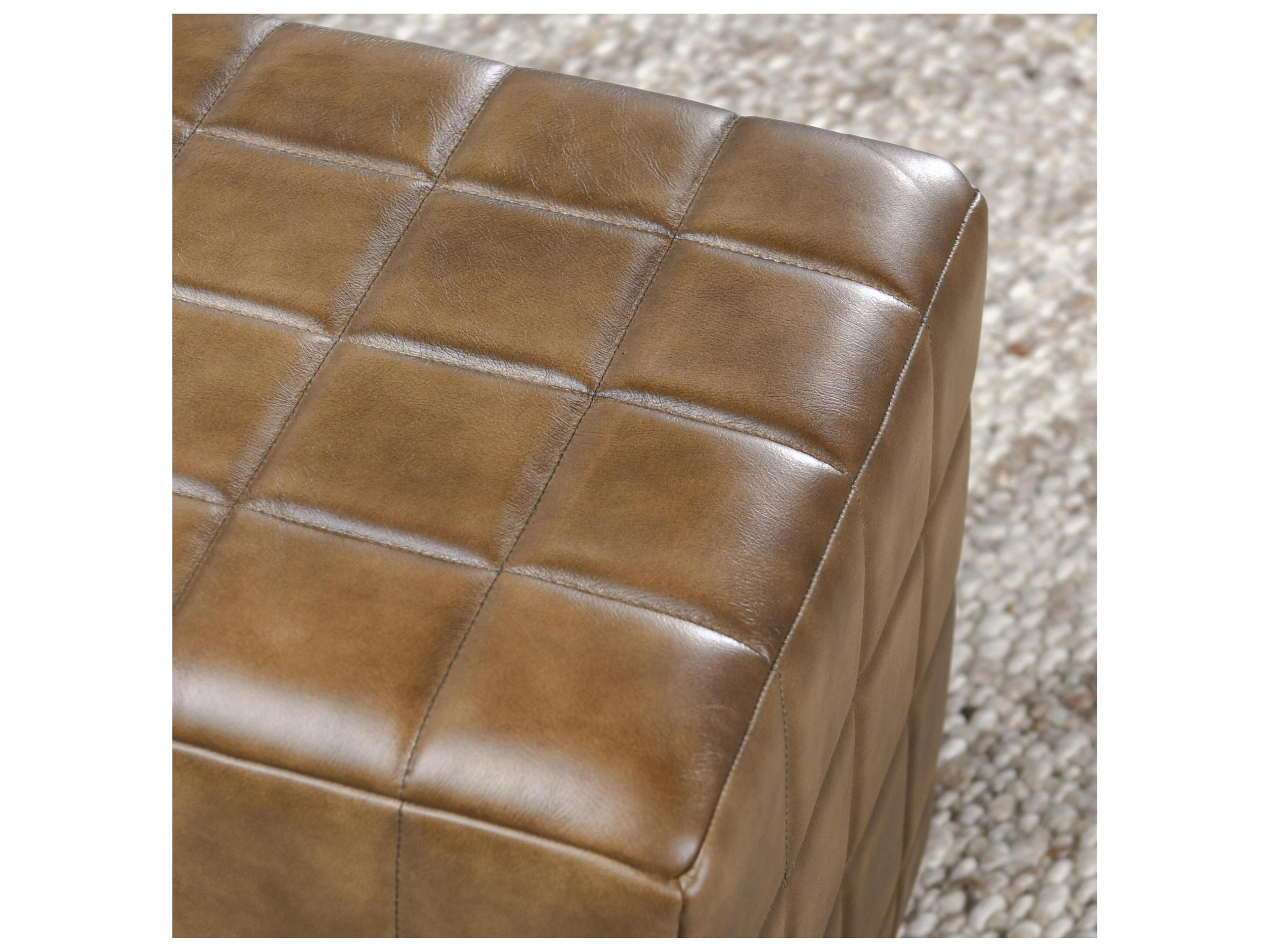 Classic Home Carlo Camel Brown Leather Ottoman