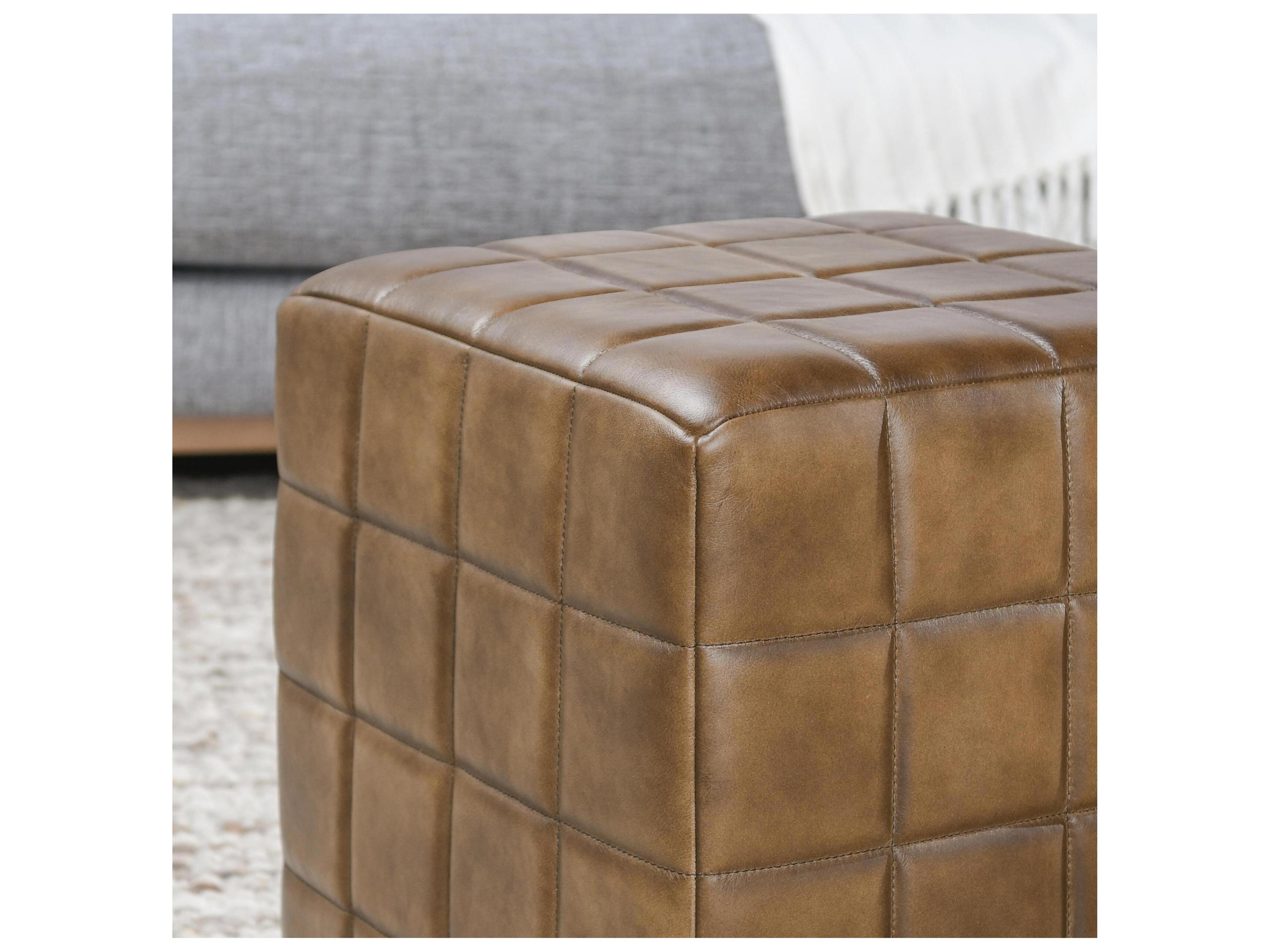 Classic Home Carlo Camel Brown Leather Ottoman