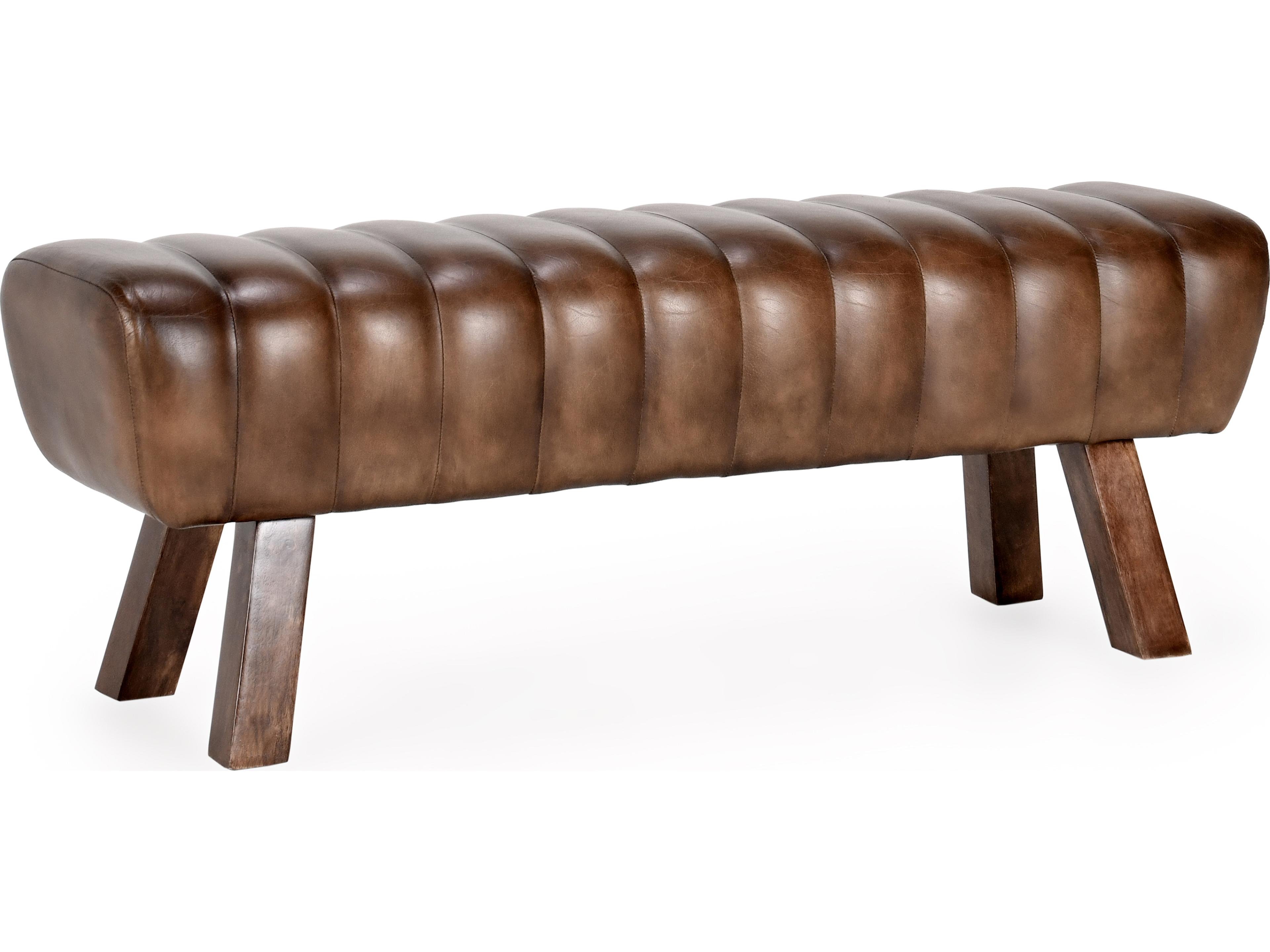 Florian Brown Leather Accent Bench