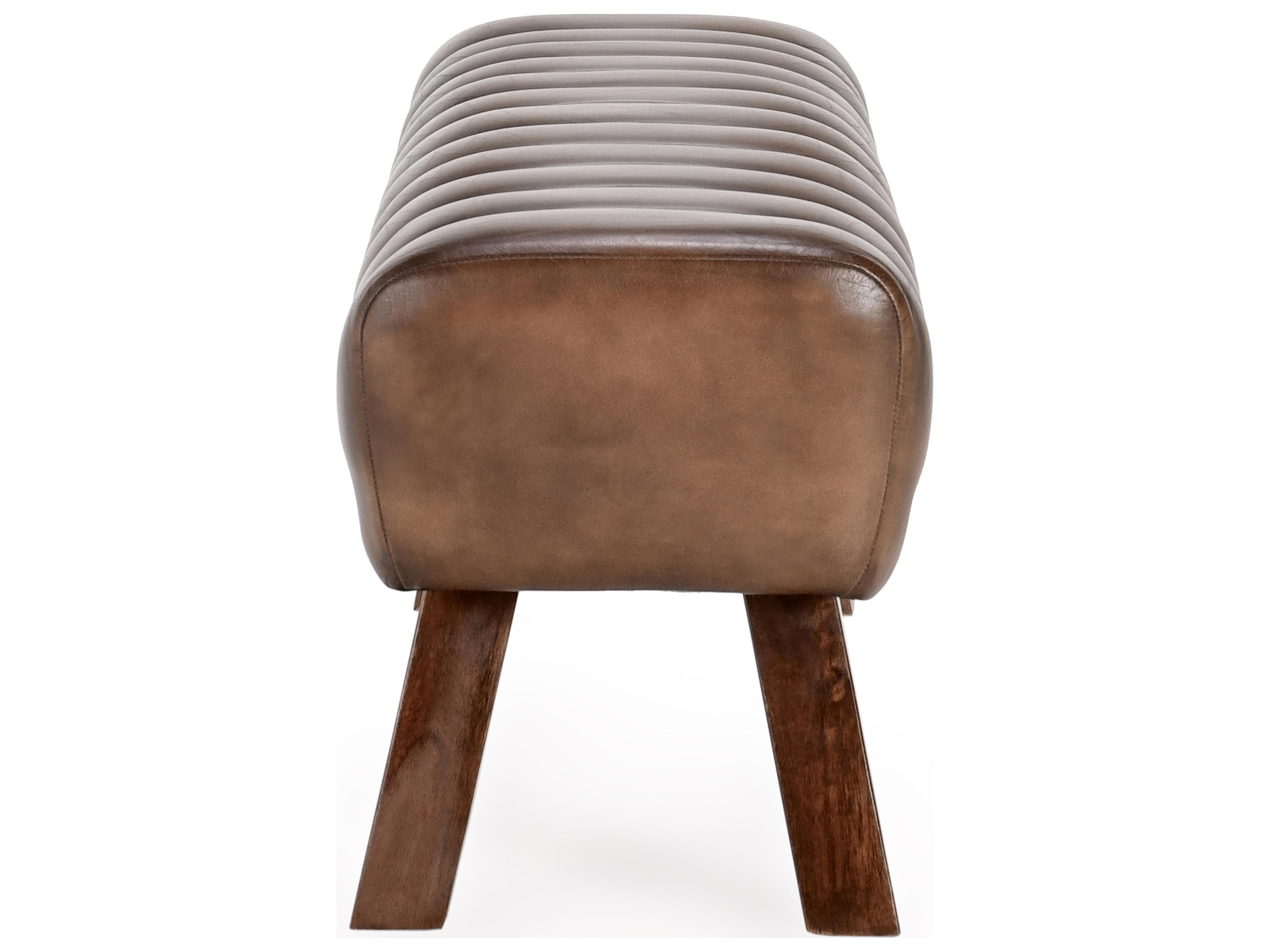 Classic Home Florian Brown Leather Accent Bench