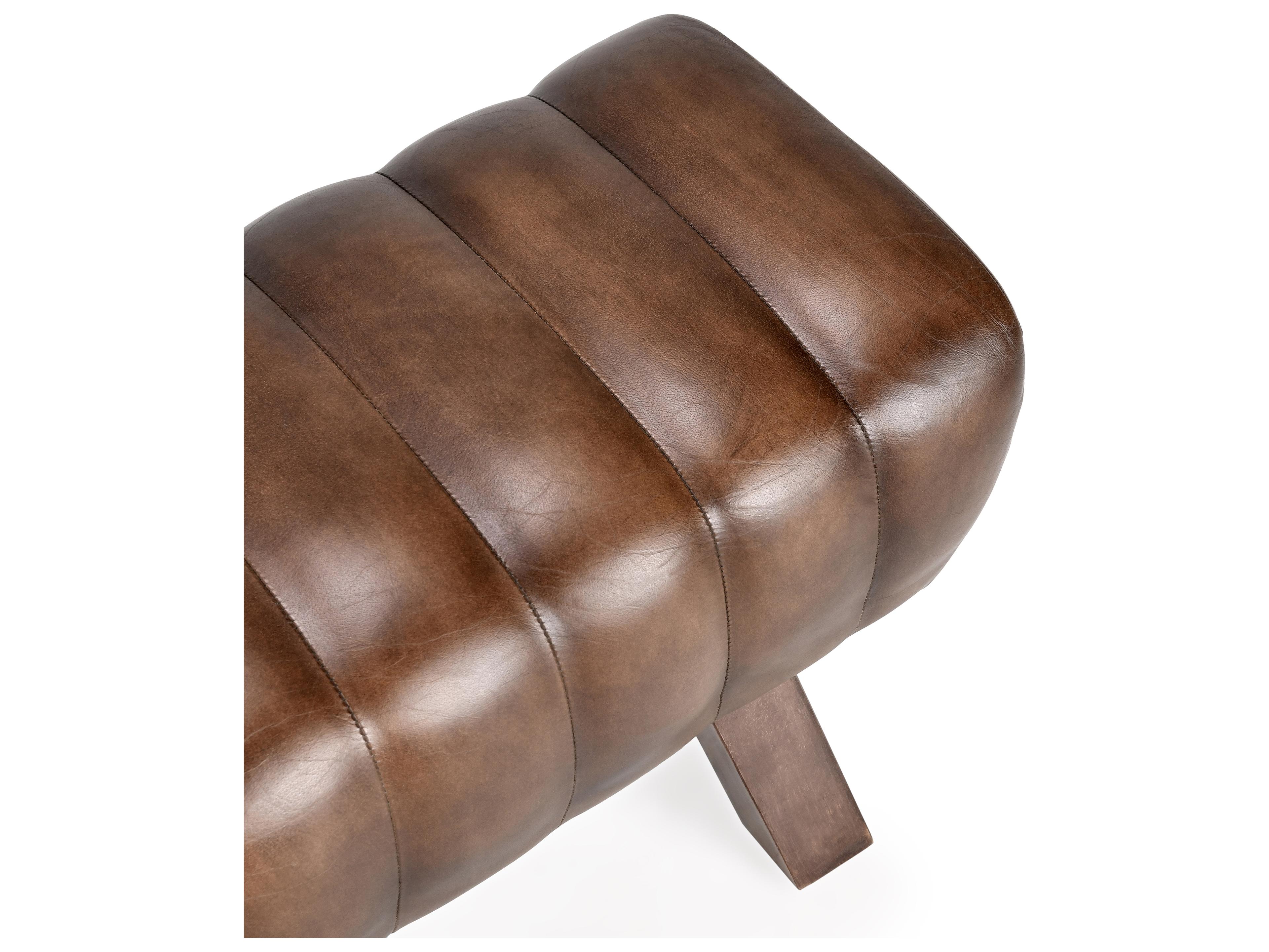 Classic Home Florian Brown Leather Accent Bench