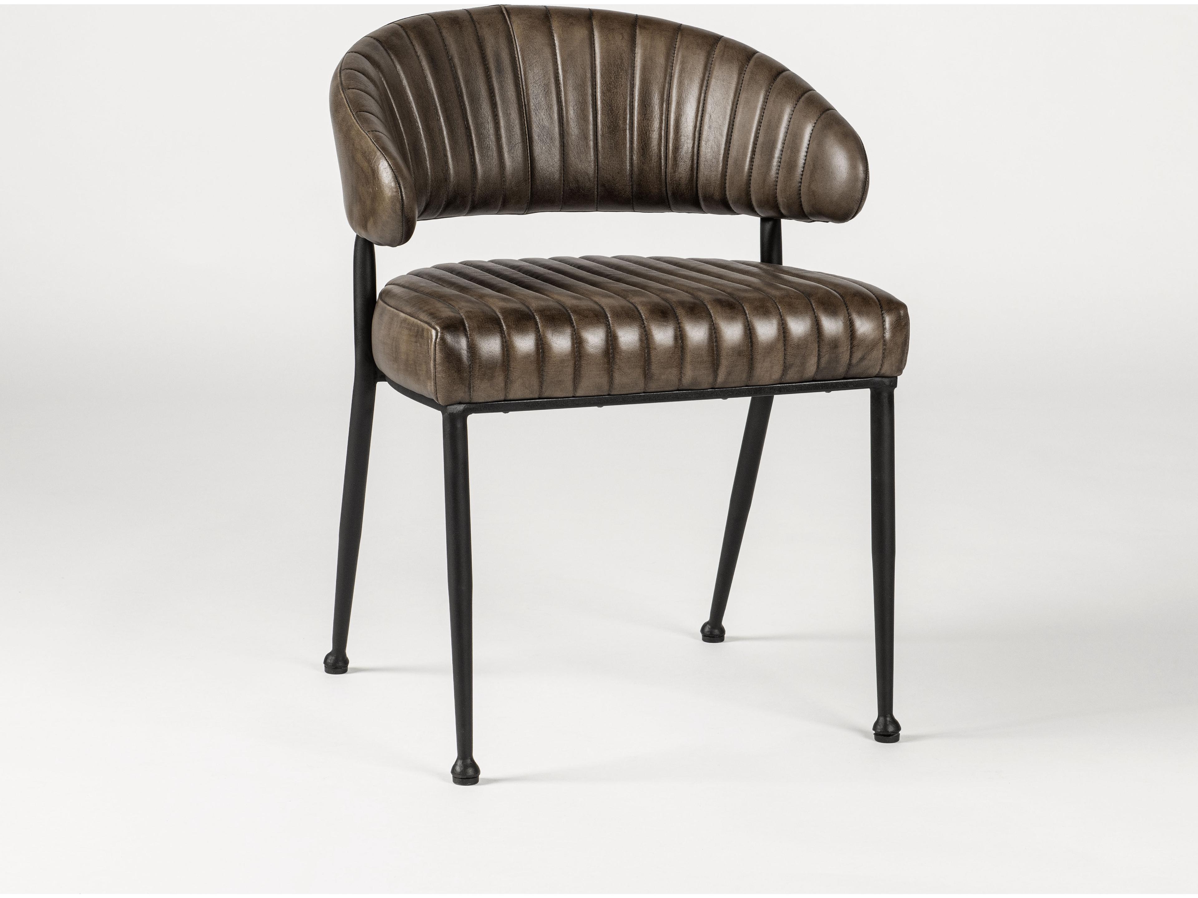 Umbria Black Leather Arm Dining Chair