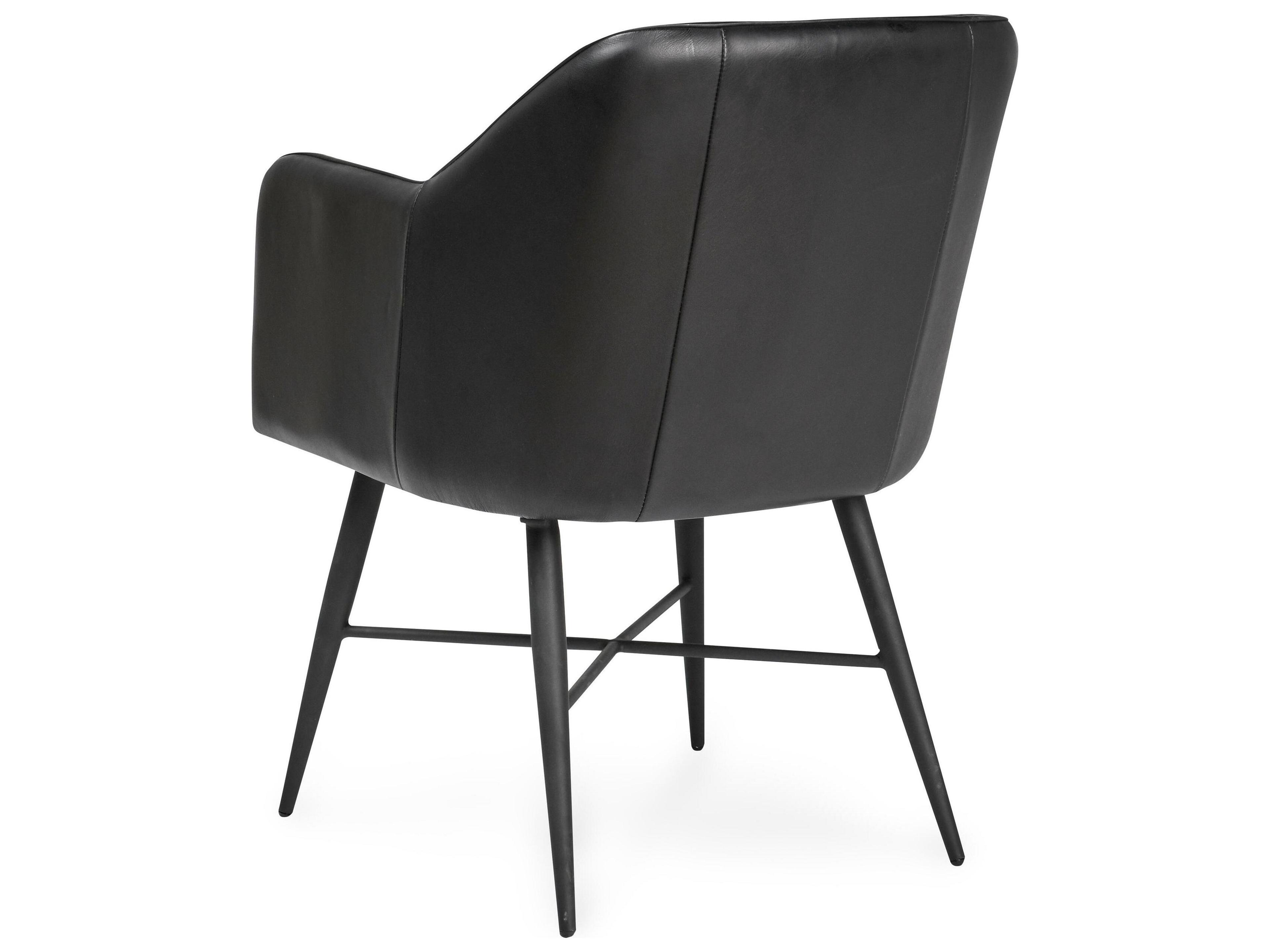 Classic Home Leon Black Leather Arm Dining Chair