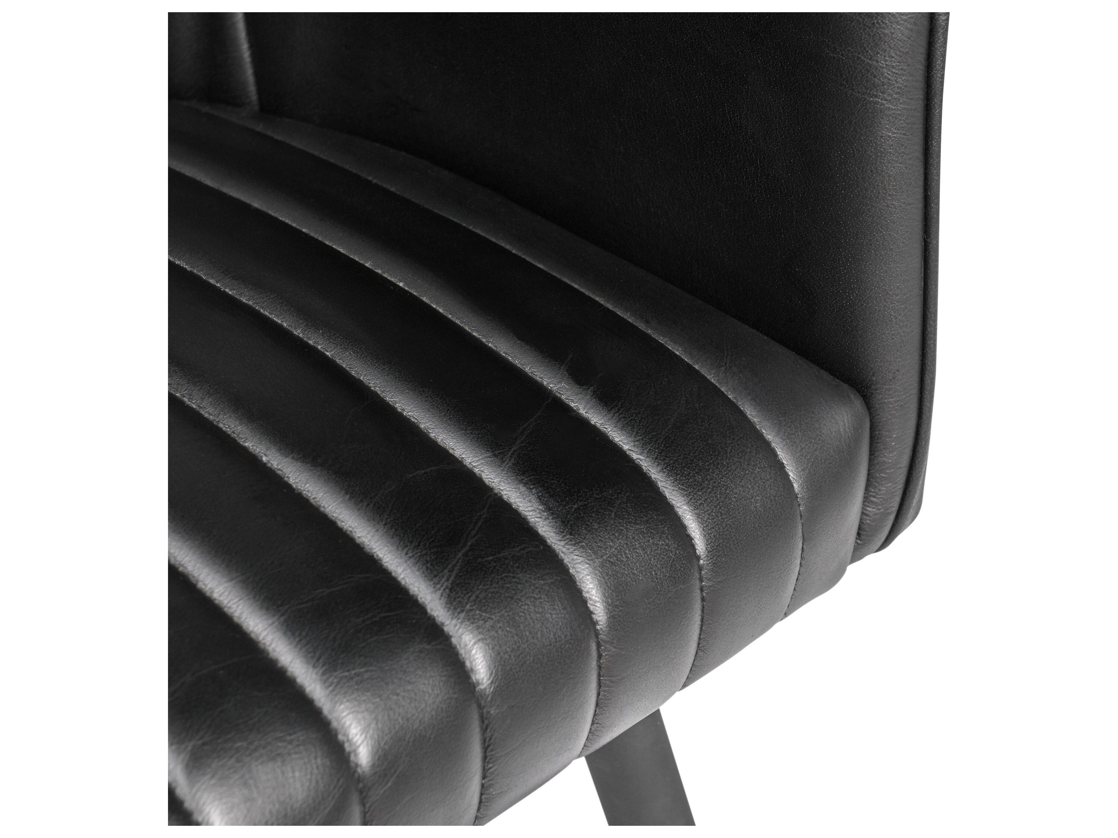 Classic Home Leon Black Leather Arm Dining Chair