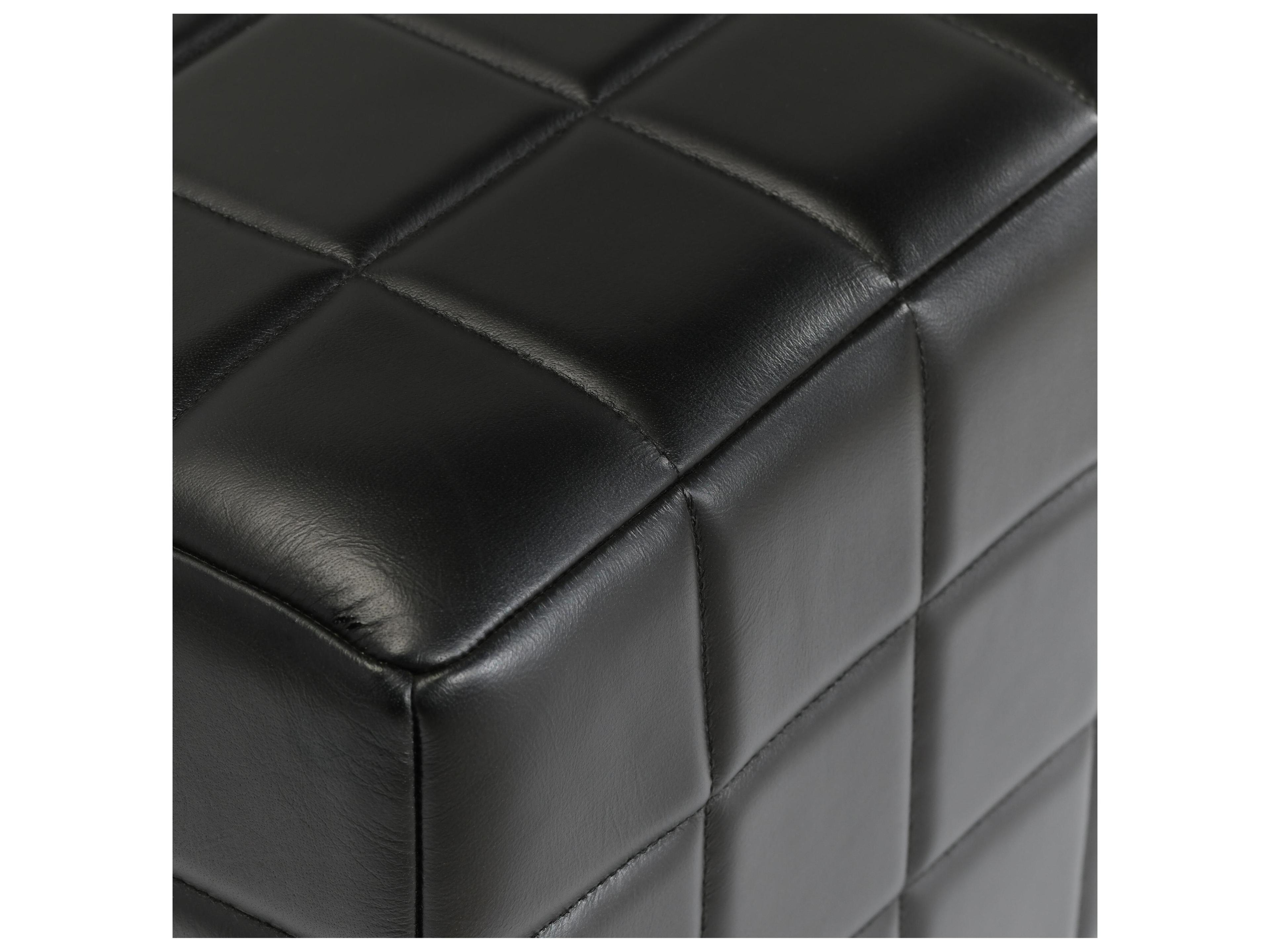 Classic Home Carlo Black Leather Ottoman