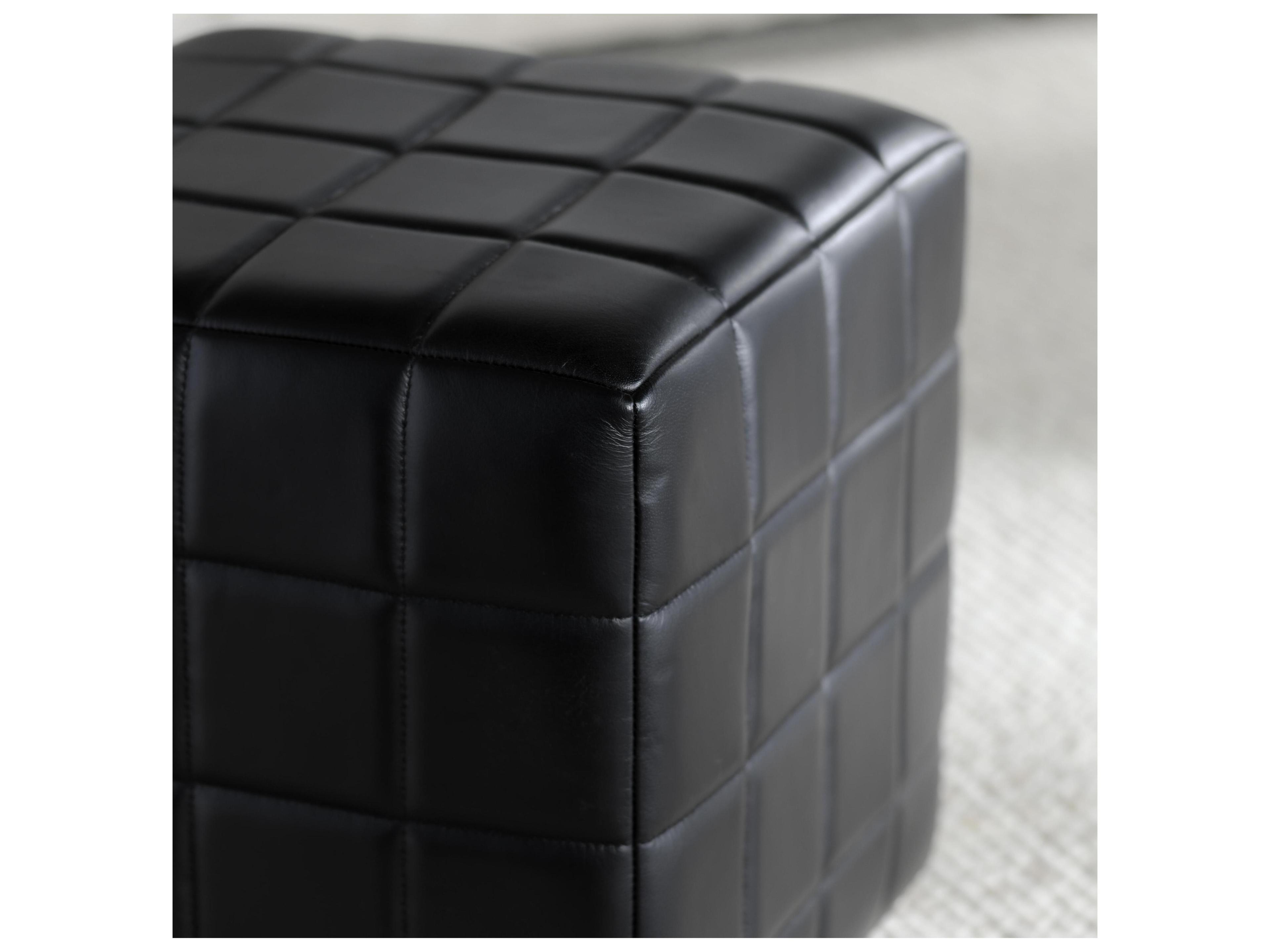 Classic Home Carlo Black Leather Ottoman