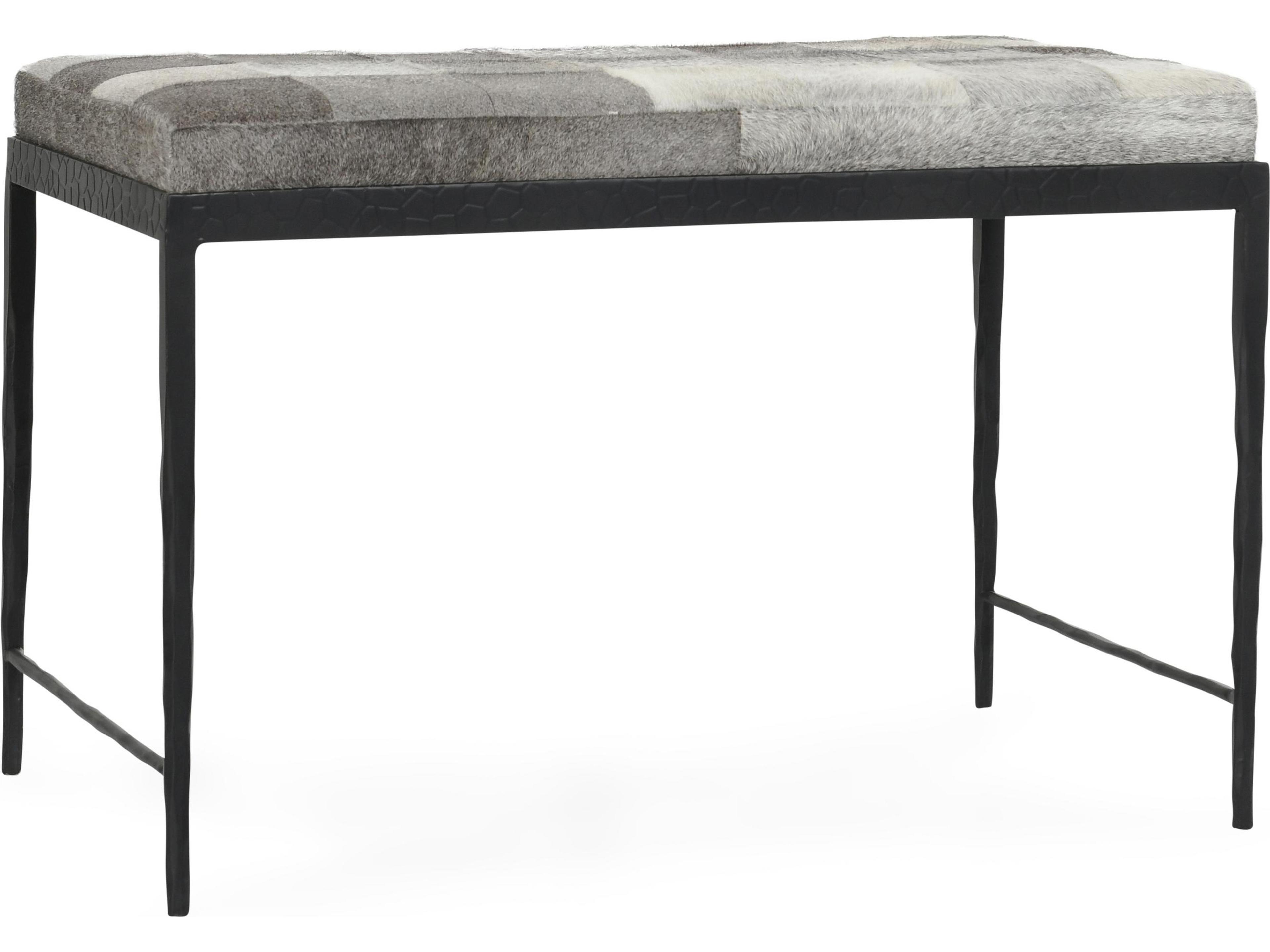 Achen Gray Bronze Fur Accent Bench