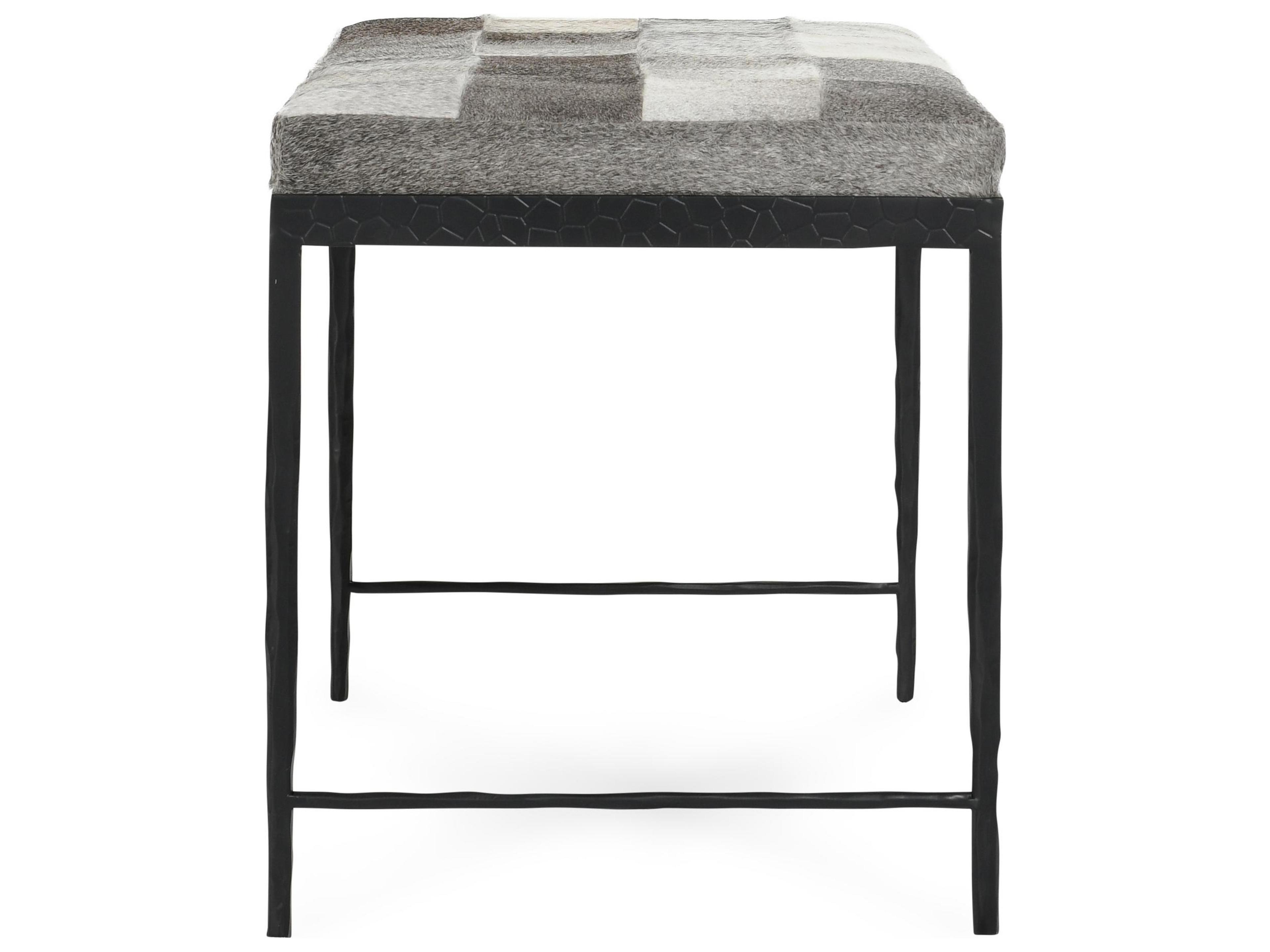 Classic Home Achen Gray Bronze Fur Accent Bench