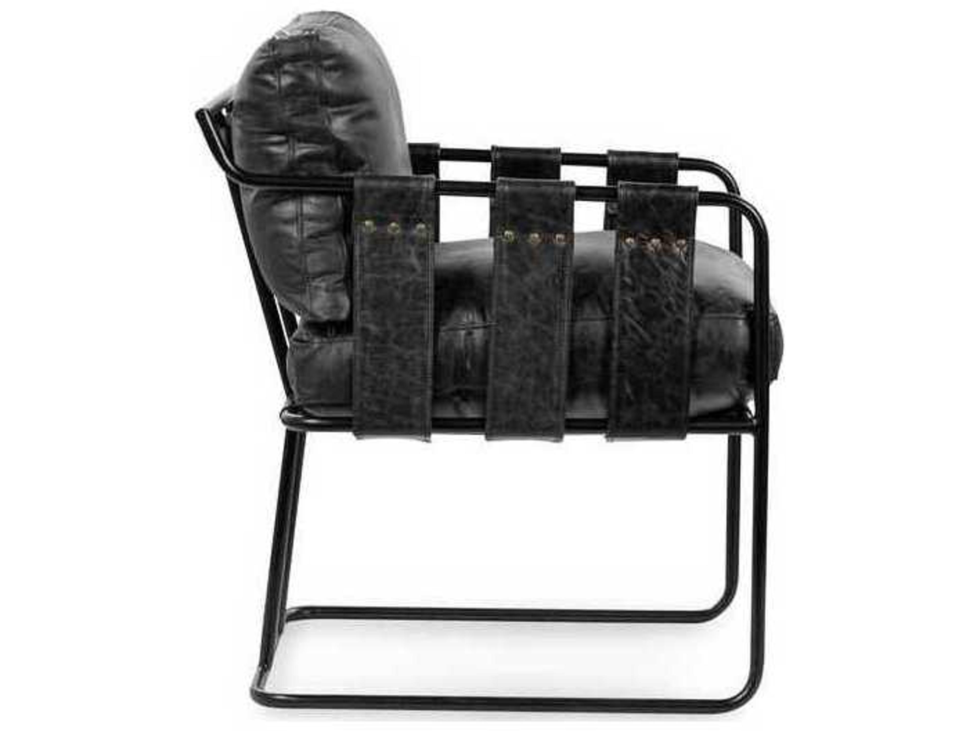 Classic Home Strapling Black Leather Arm Dining Chair