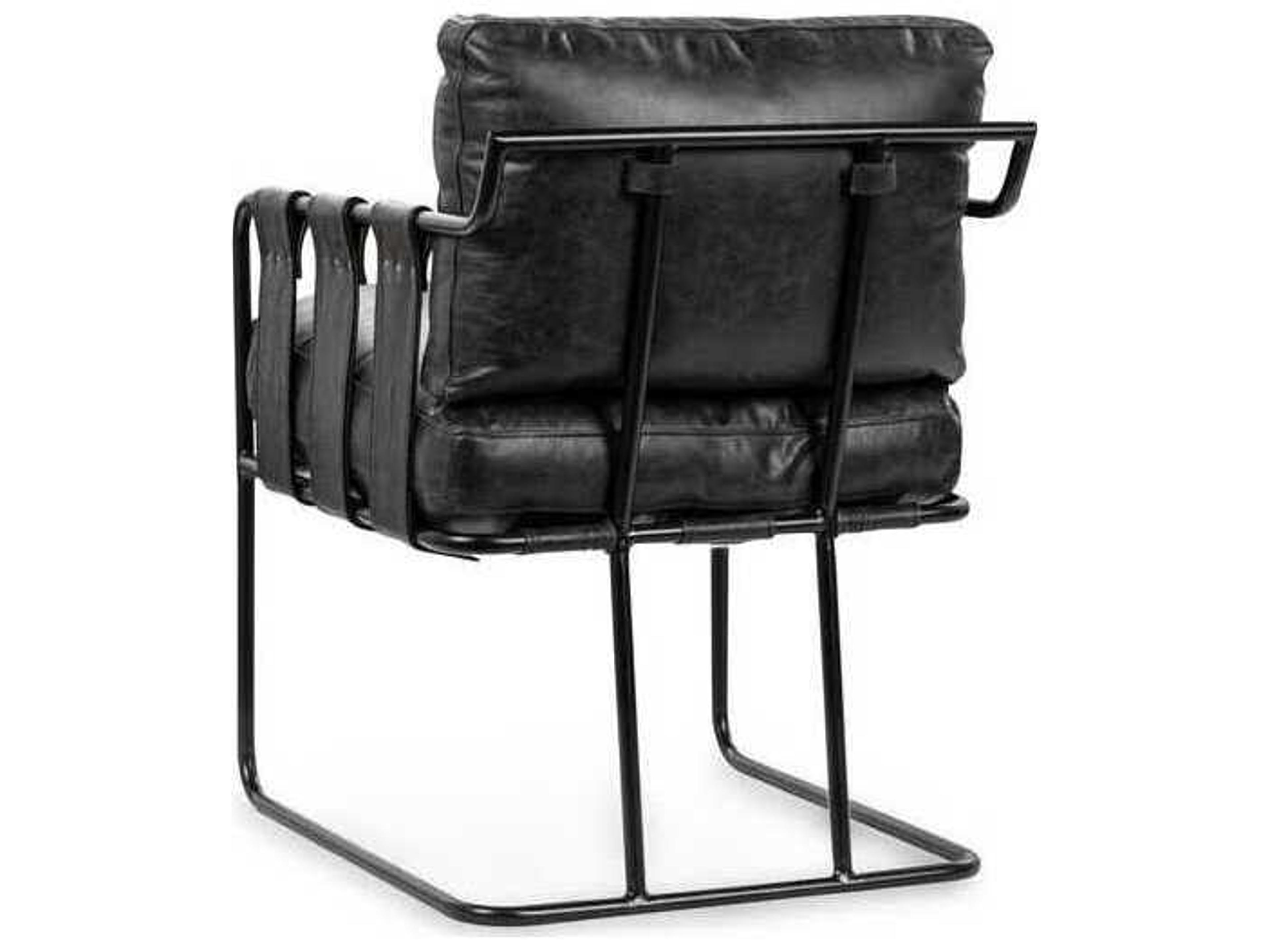 Classic Home Strapling Black Leather Arm Dining Chair