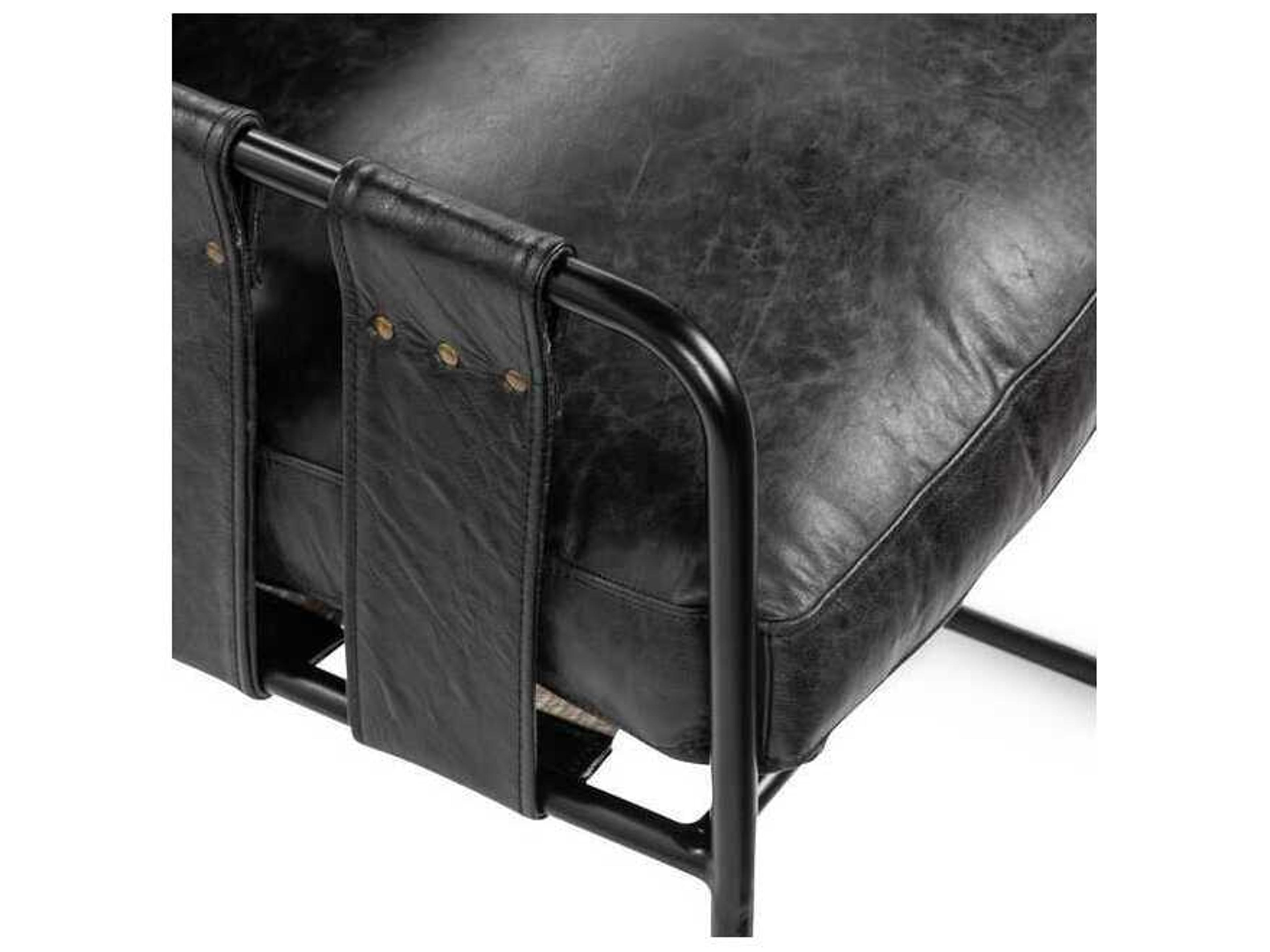Classic Home Strapling Black Leather Arm Dining Chair