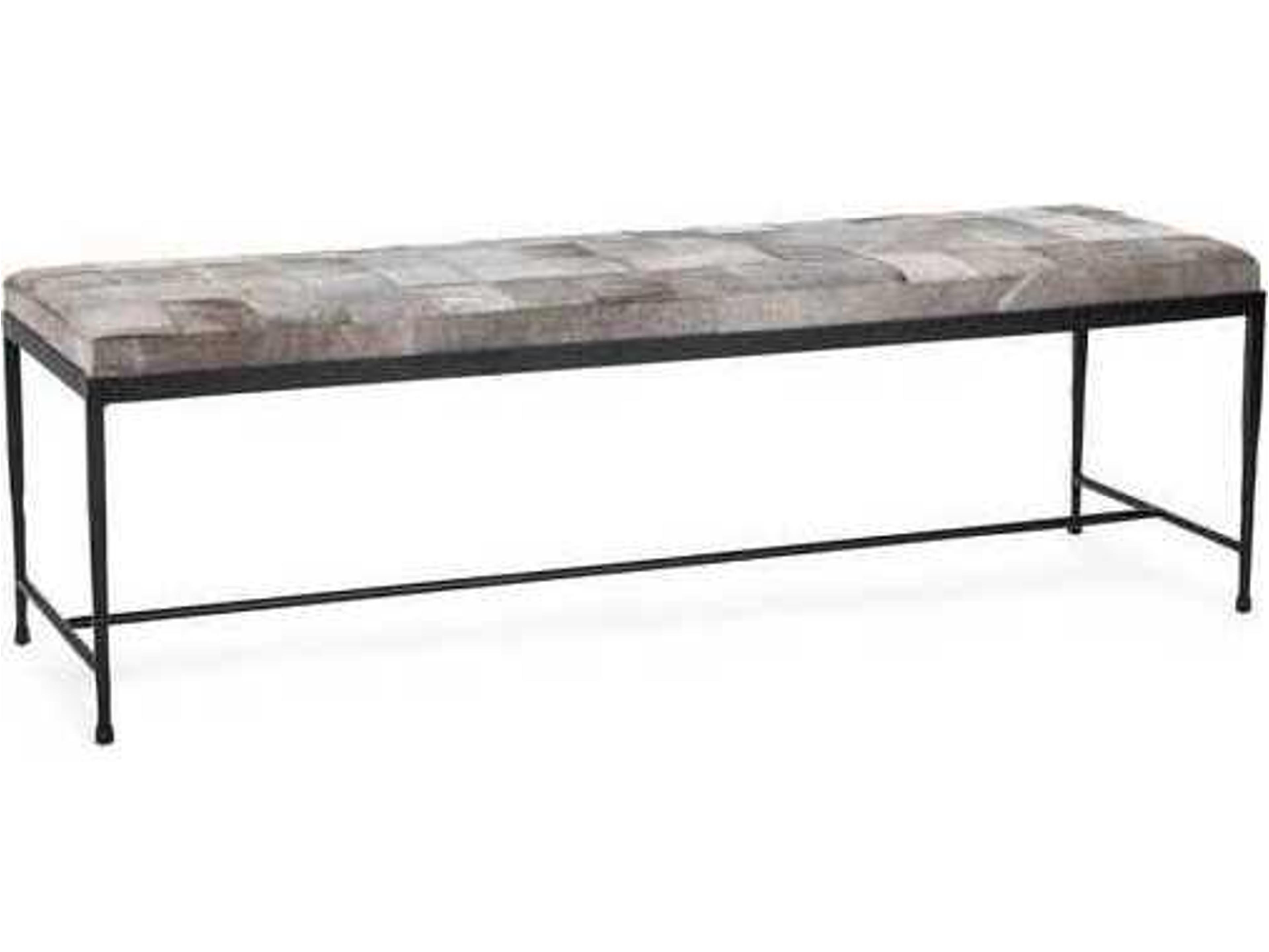 Achen Gray Fur Accent Bench
