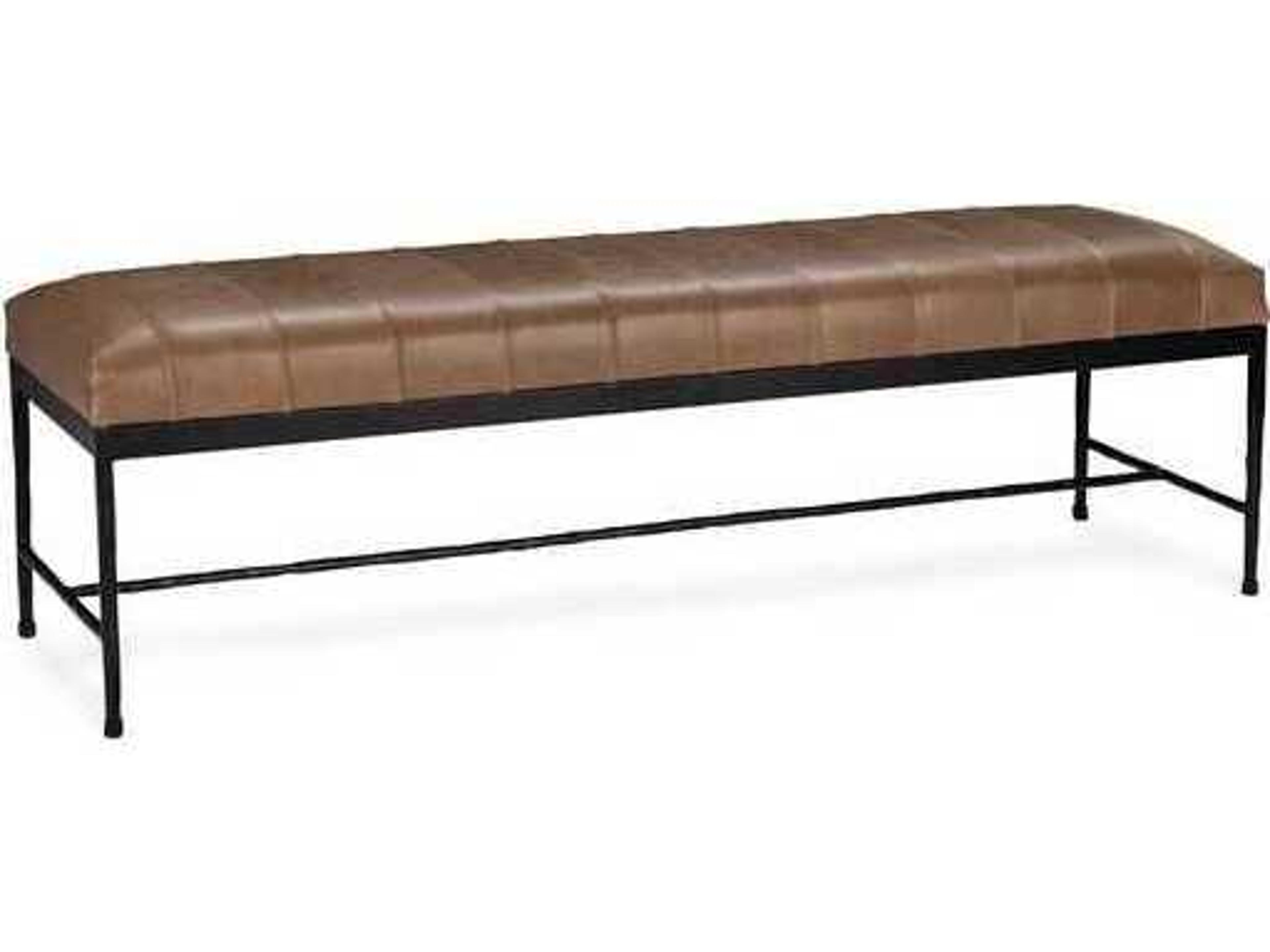 Madeleine Brown Leather Accent Bench