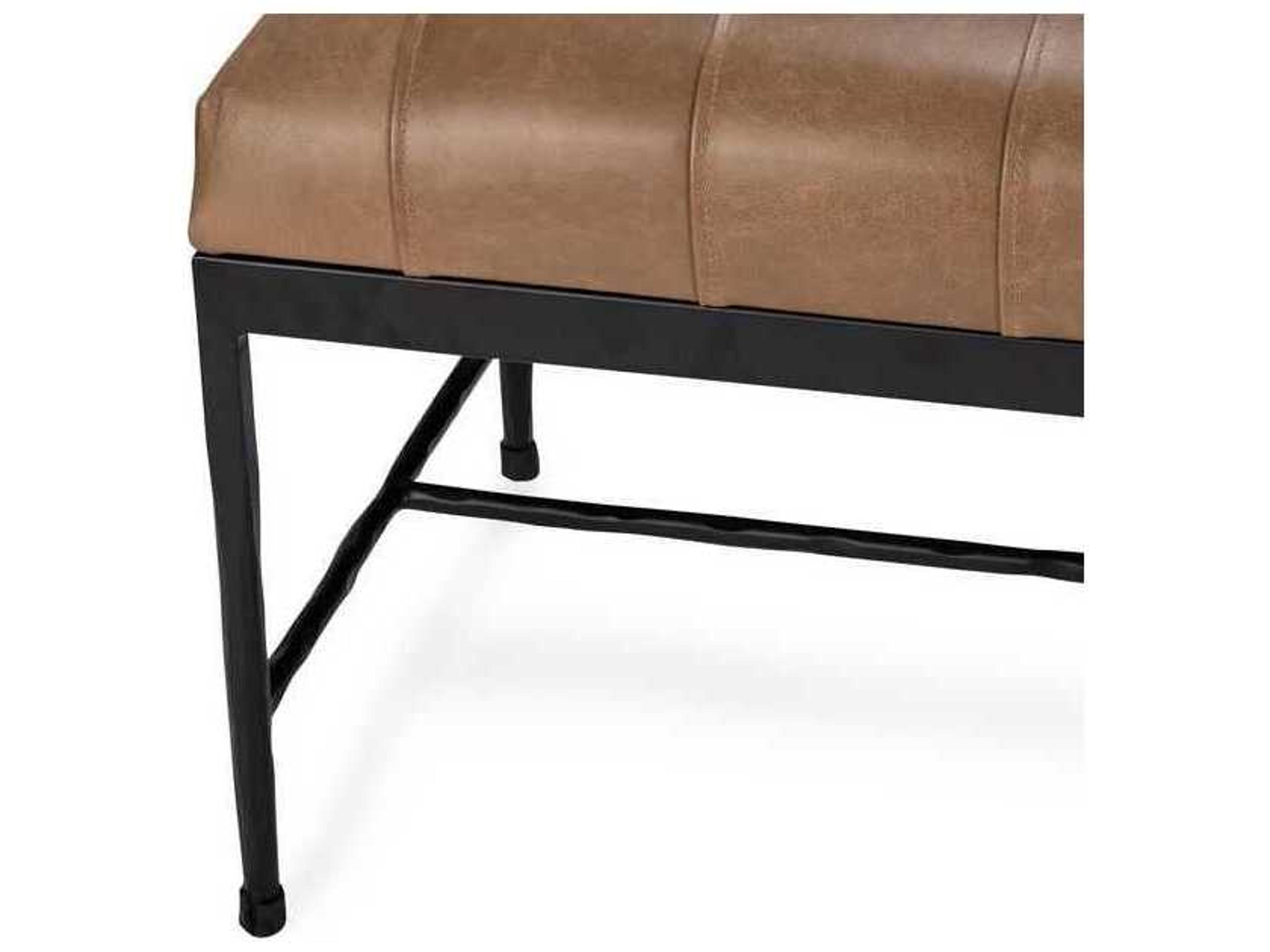 Classic Home Madeleine Brown Leather Accent Bench