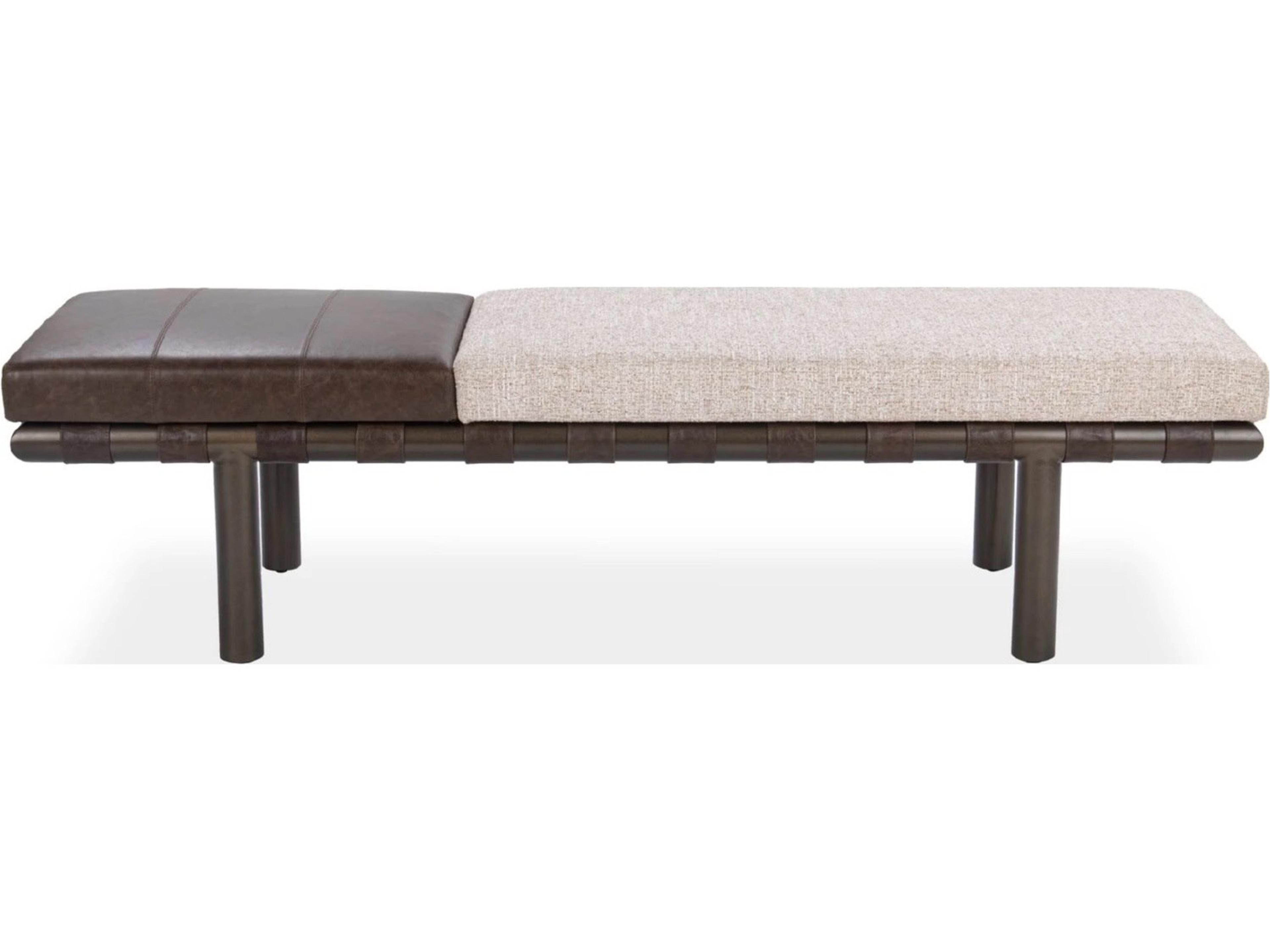 Classic Home Brooklyn Cocoa Latte Brown Upholstered Accent Bench