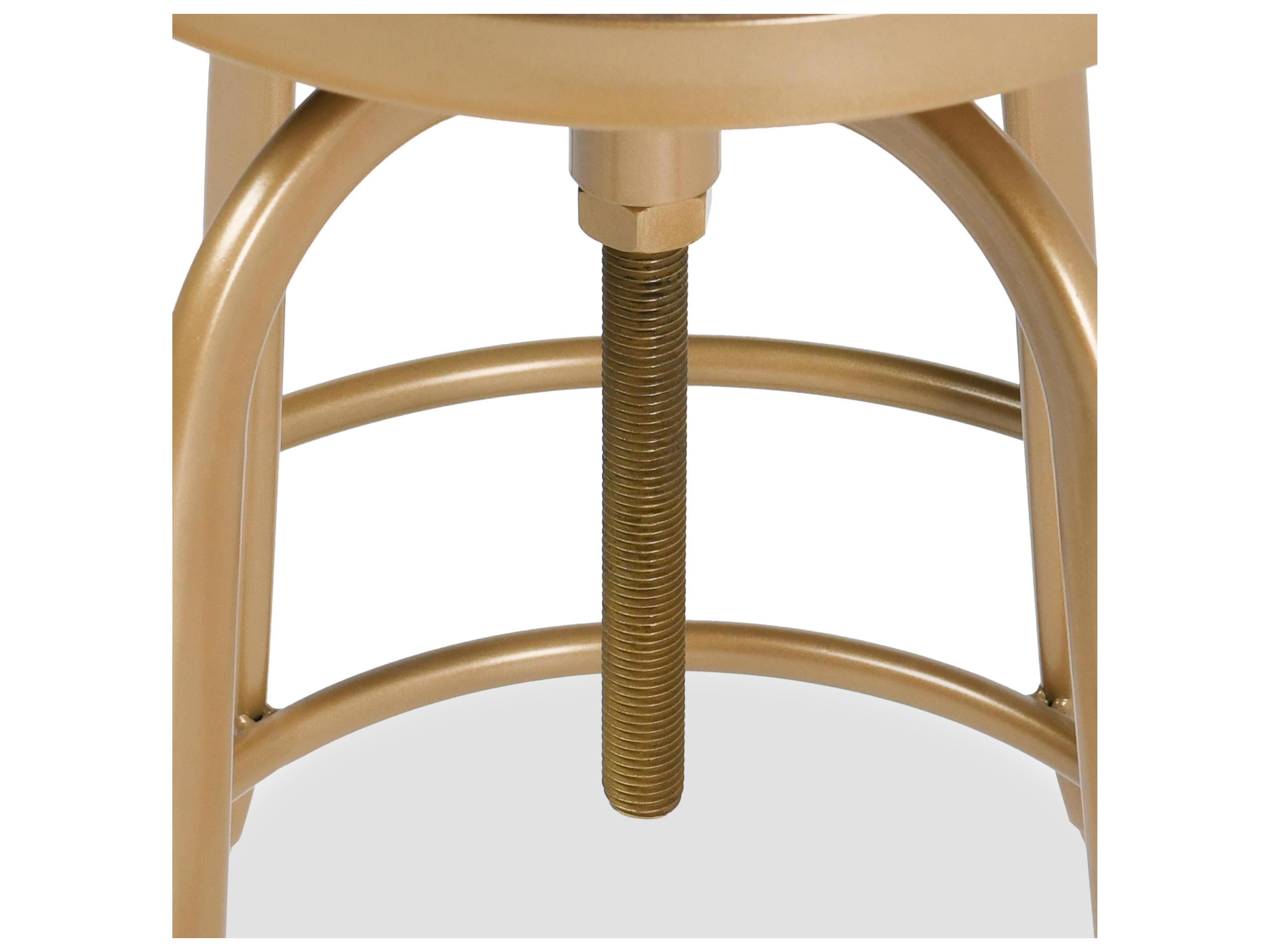 Classic Home Peralta Brass Base Adjustable Pine Wood Counter Stool