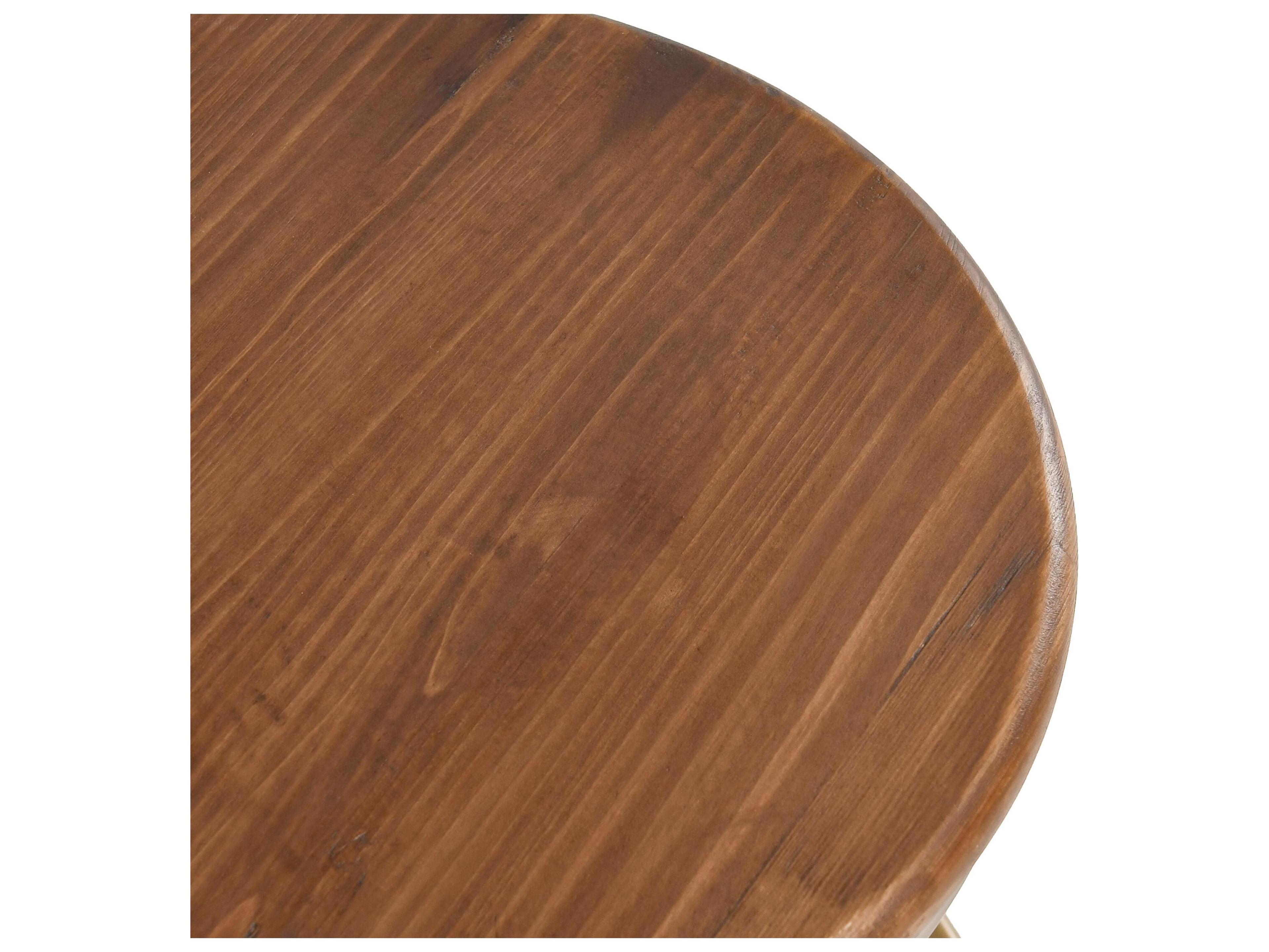 Classic Home Peralta Brass Base Adjustable Pine Wood Counter Stool