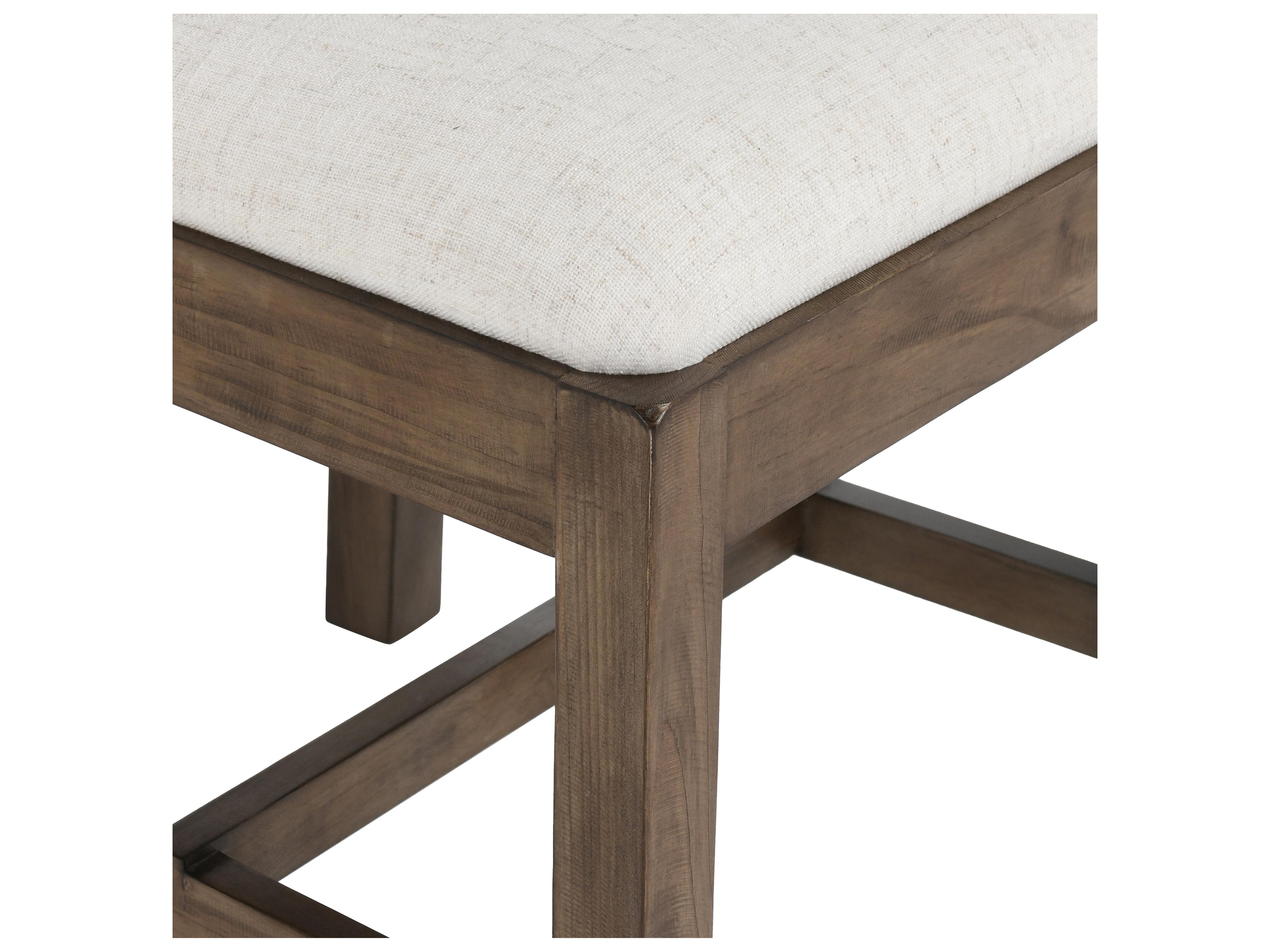 Classic Home Caleb Pine Wood Brown Upholstered Armless Dining Chair Set of 2