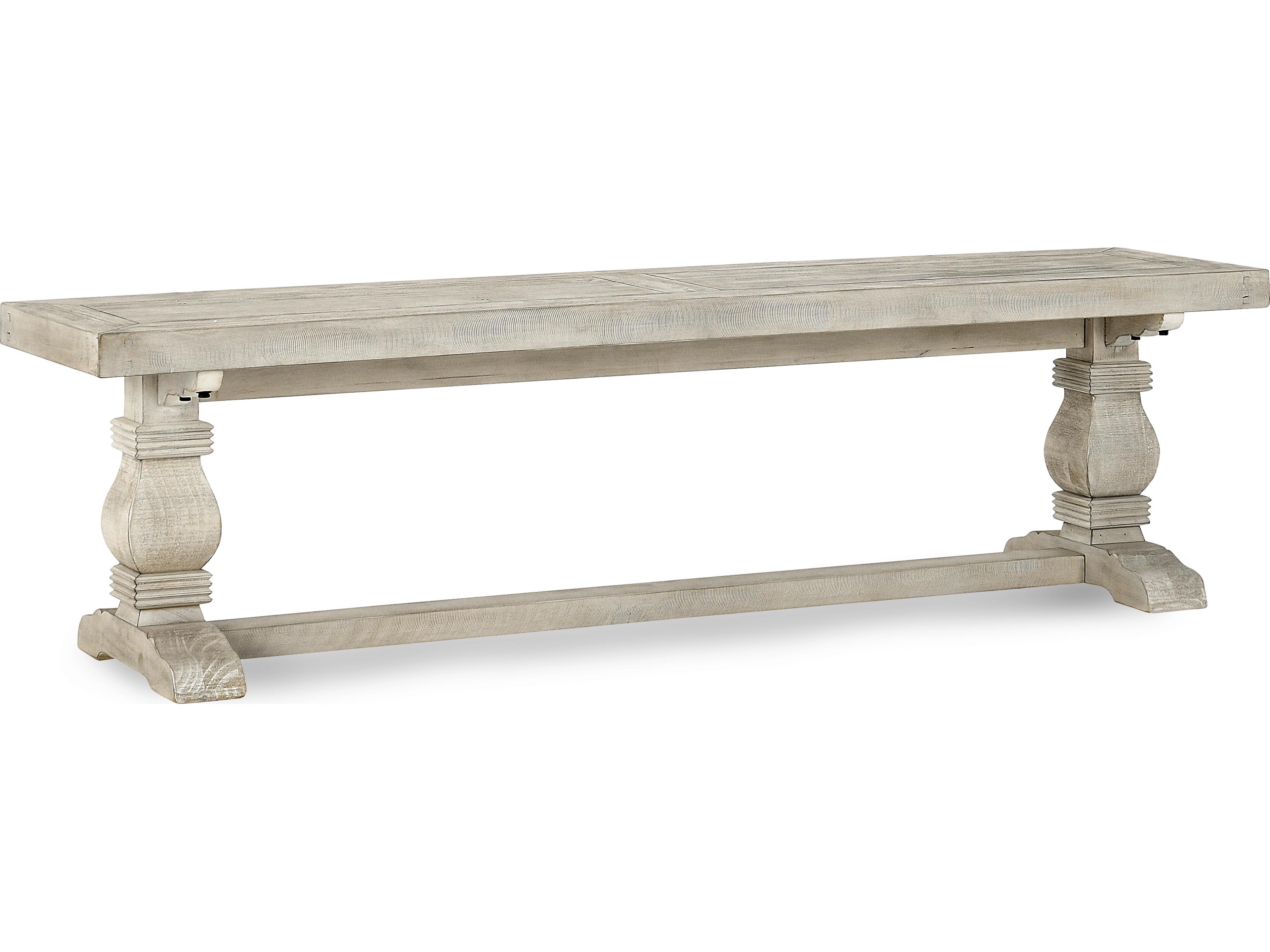 Caleb Distressed Ivory White Accent Bench