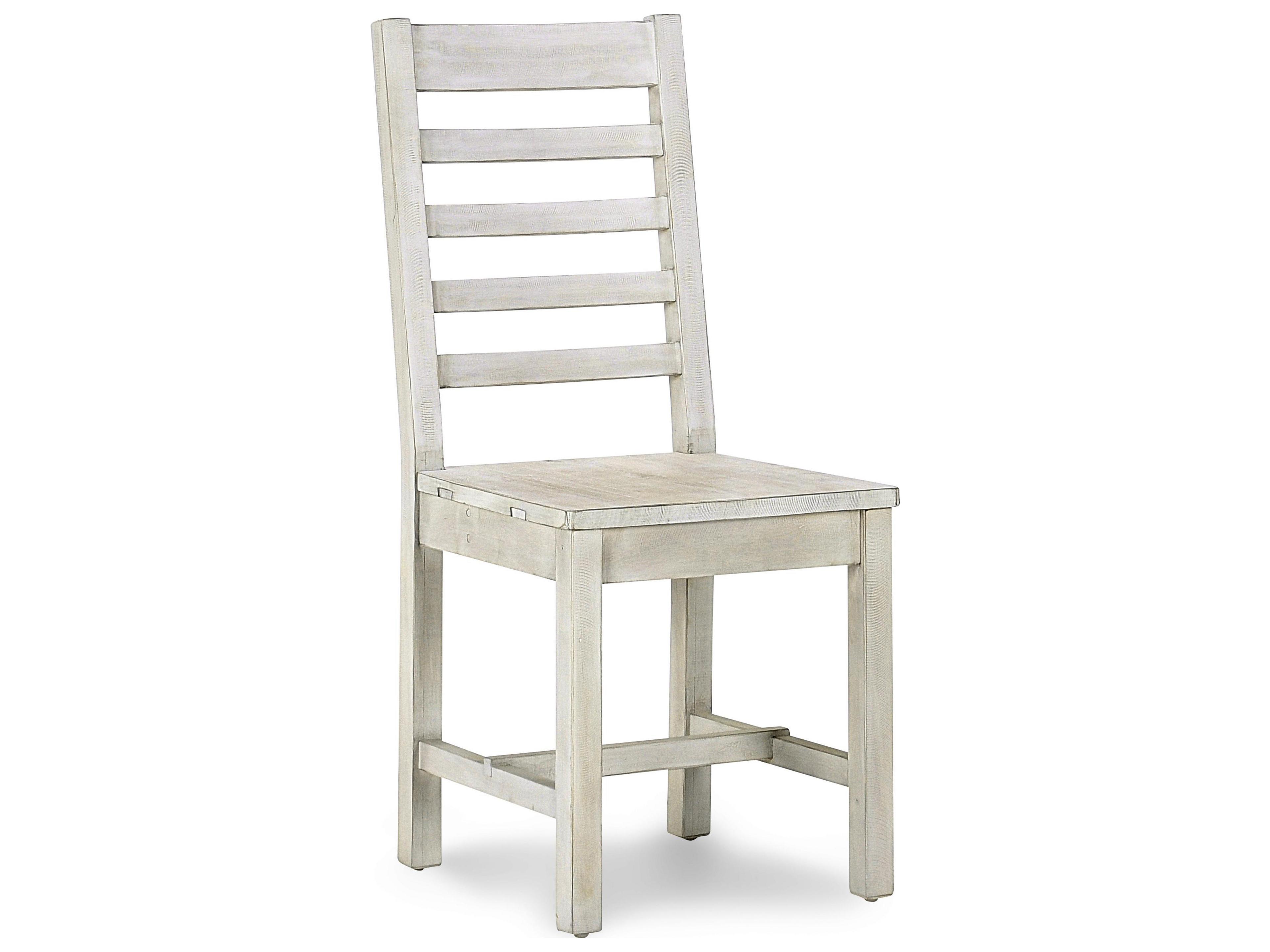 Caleb Pine Wood White Armless Dining Chair Set of 2