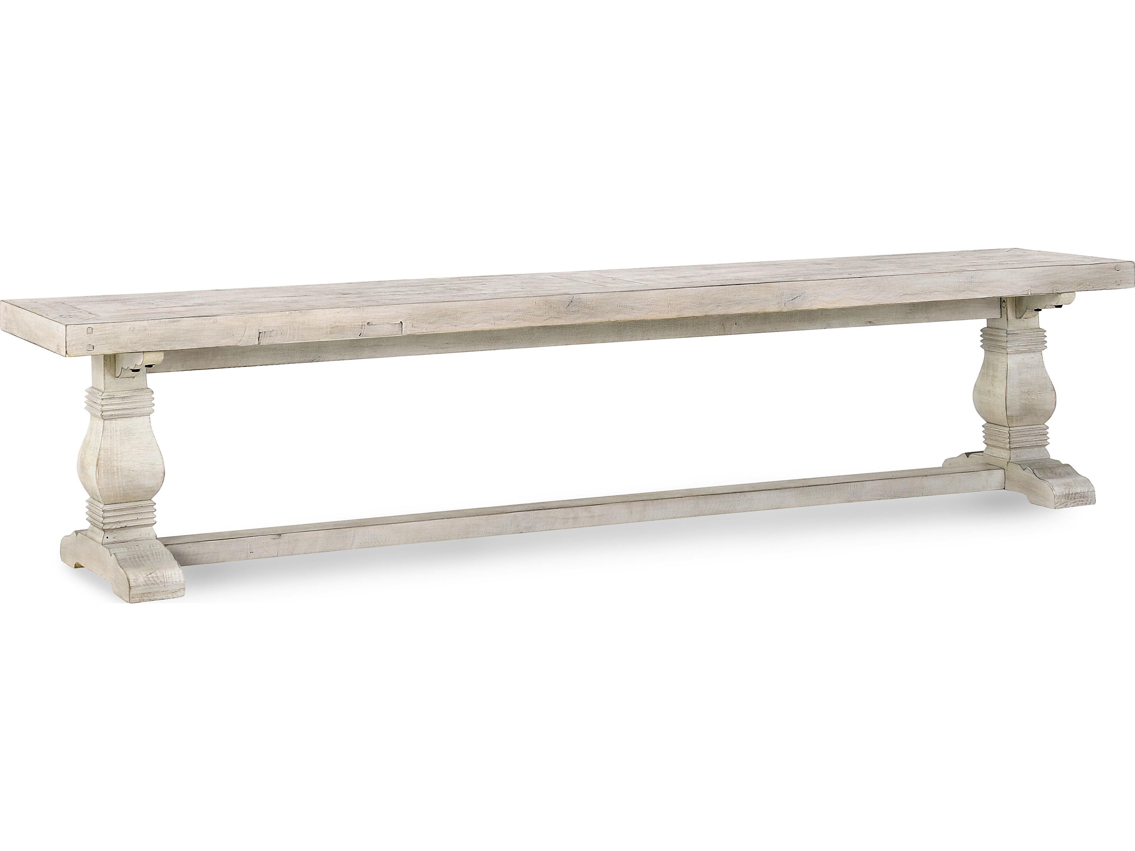 Caleb Distressed Ivory White Accent Bench