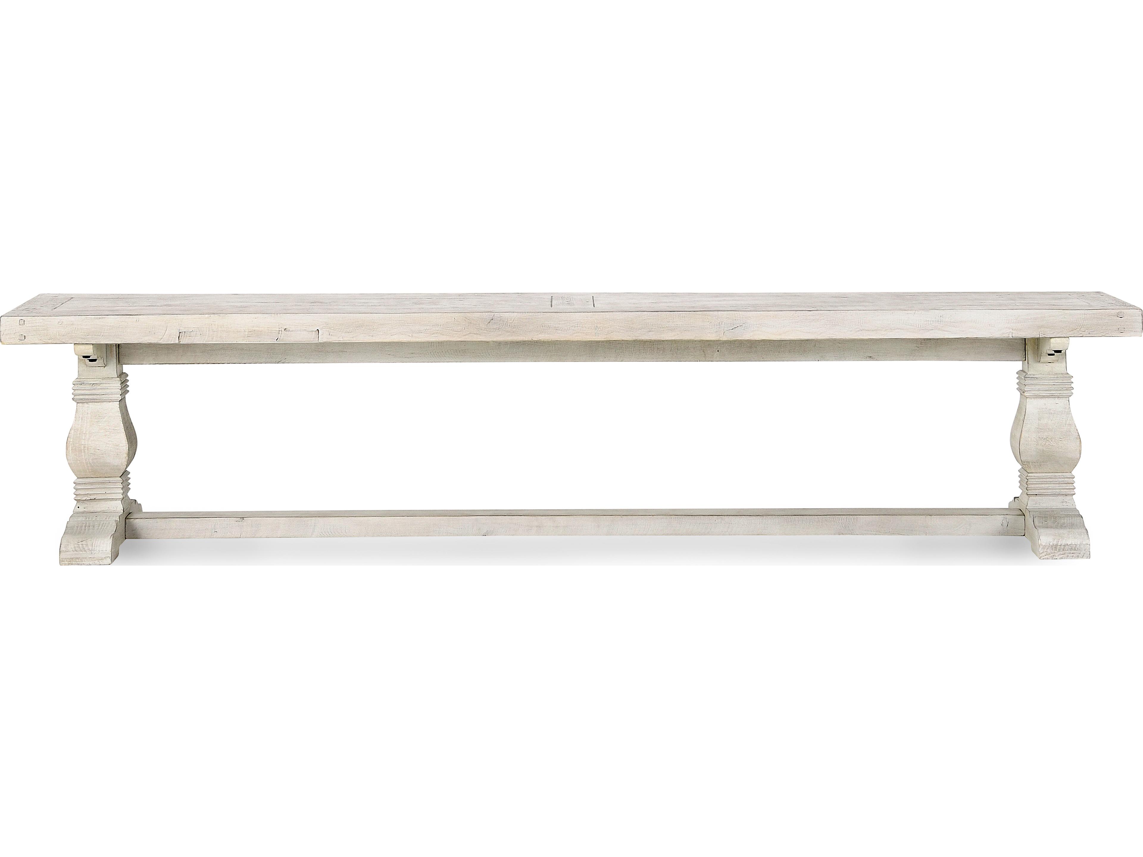 Classic Home Caleb Distressed Ivory White Accent Bench