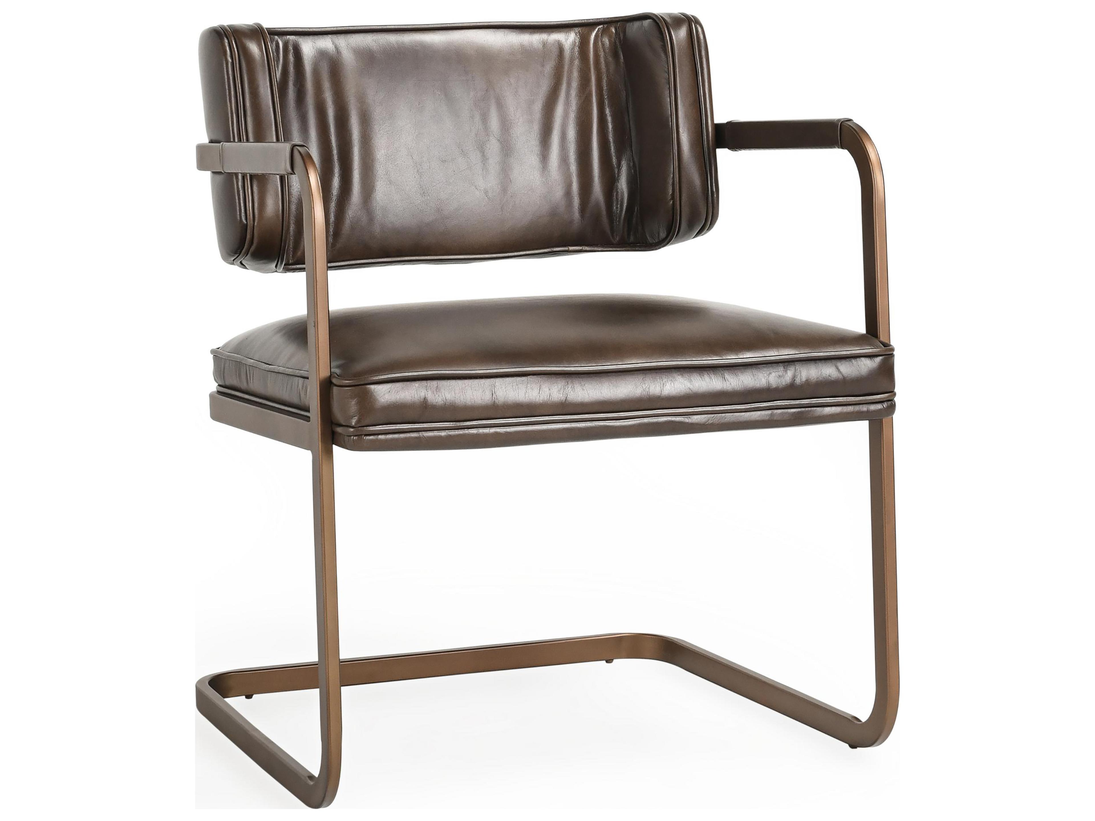 Fonda Bronze Leather Arm Dining Chair