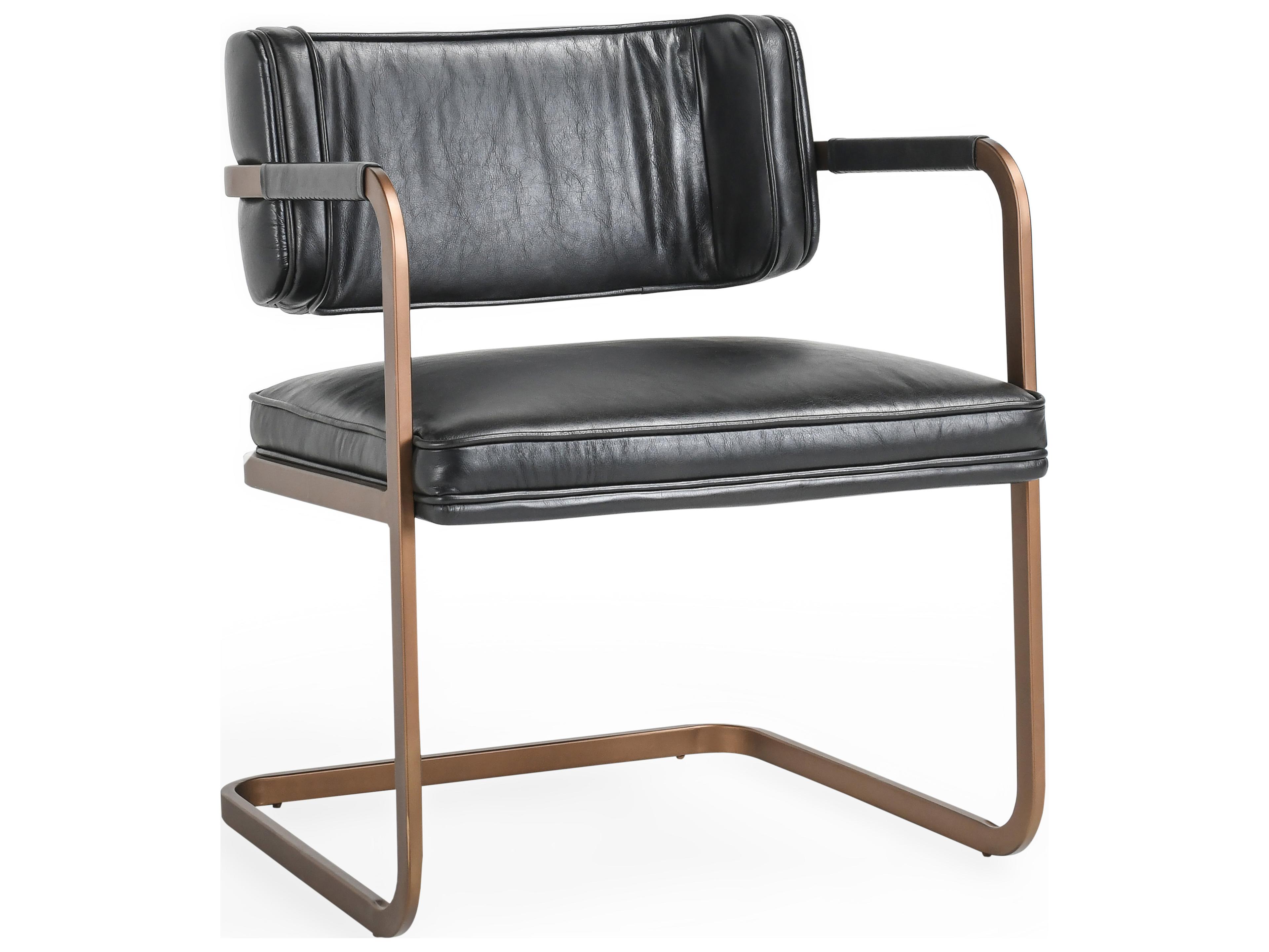 Fonda Black Leather Arm Dining Chair