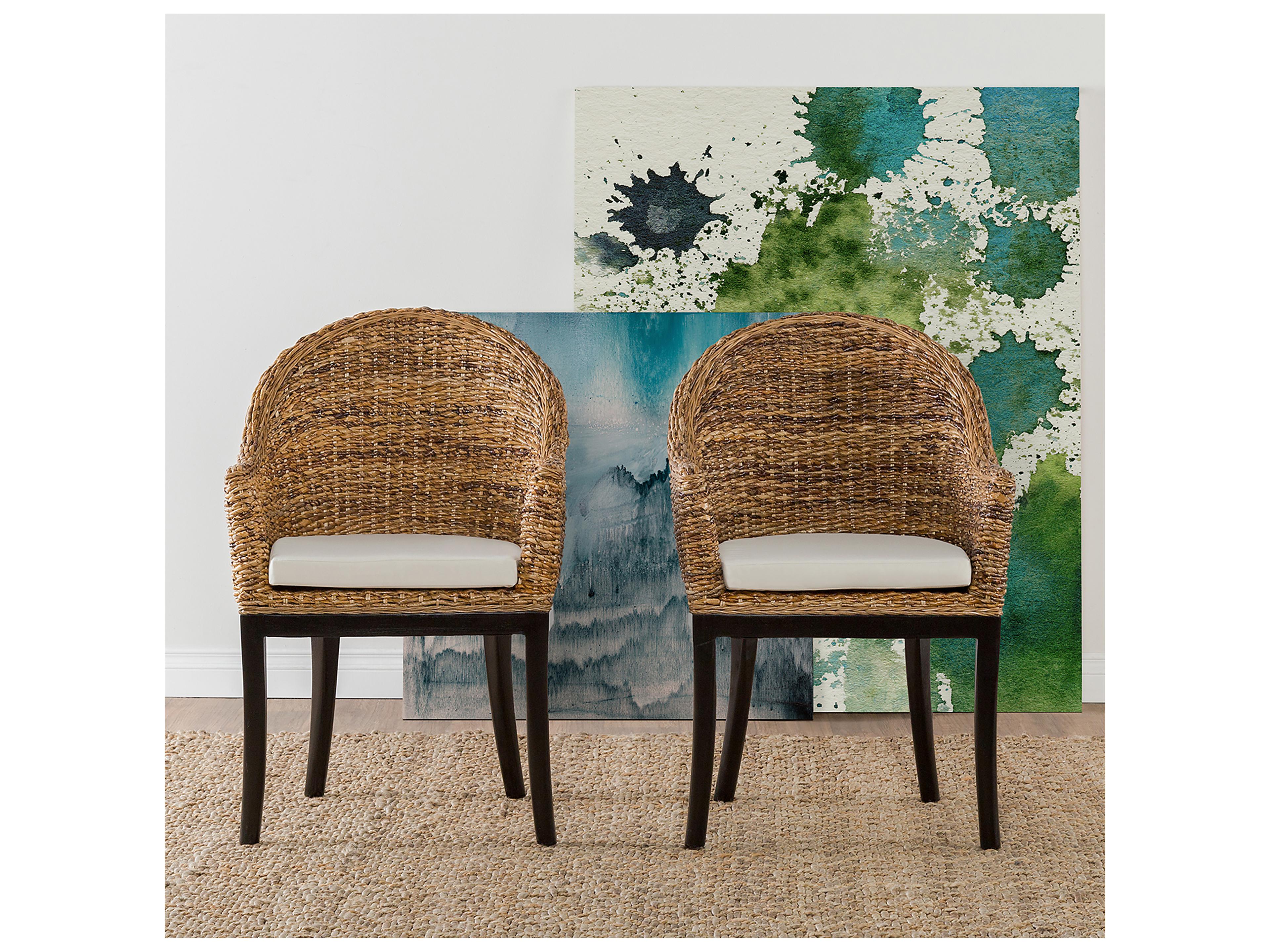 Classic Home Odisha Hardwood Black Upholstered Arm Dining Chair