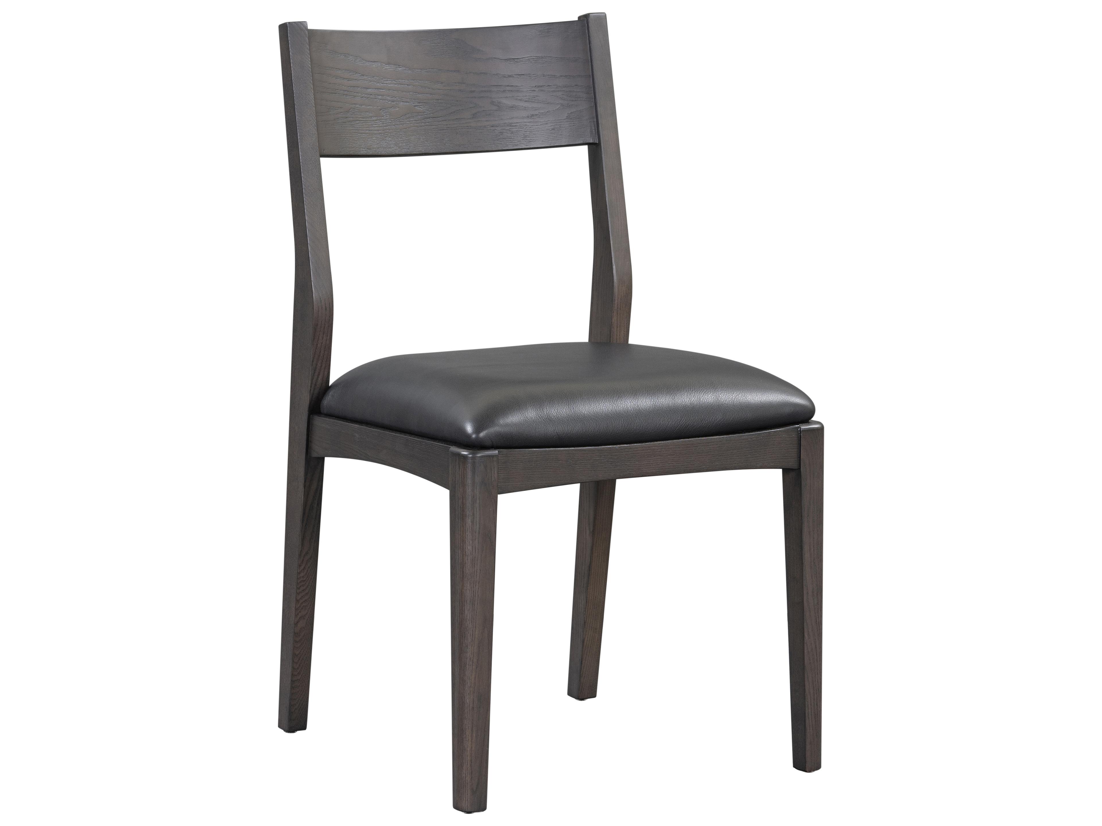 Rooney Ash Wood Gray Leather Armless Dining Chair