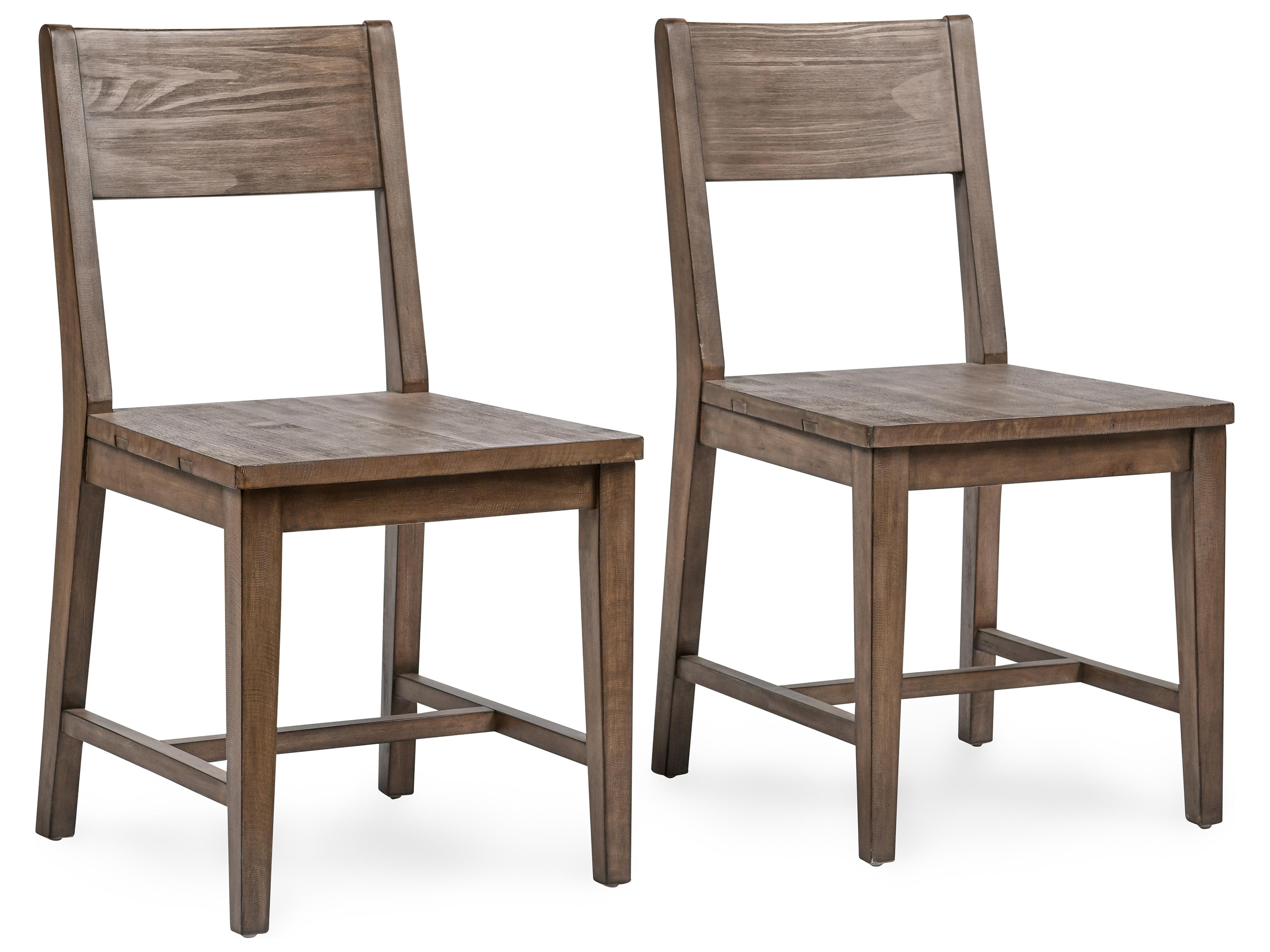 Ollie Pine Wood Brown Armless Dining Chair Set of 2