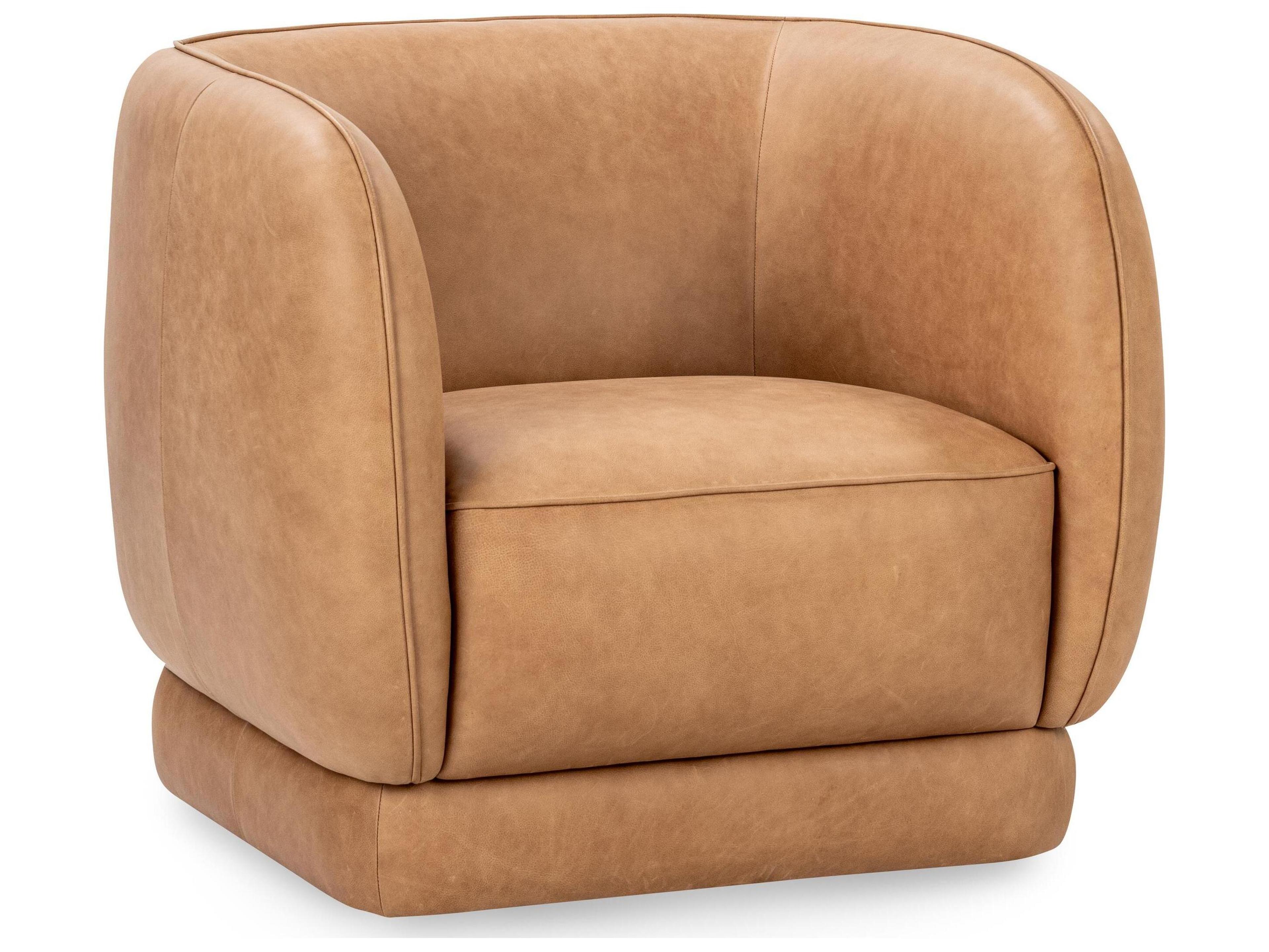 Rinner Swivel Tan Leather Accent Chair