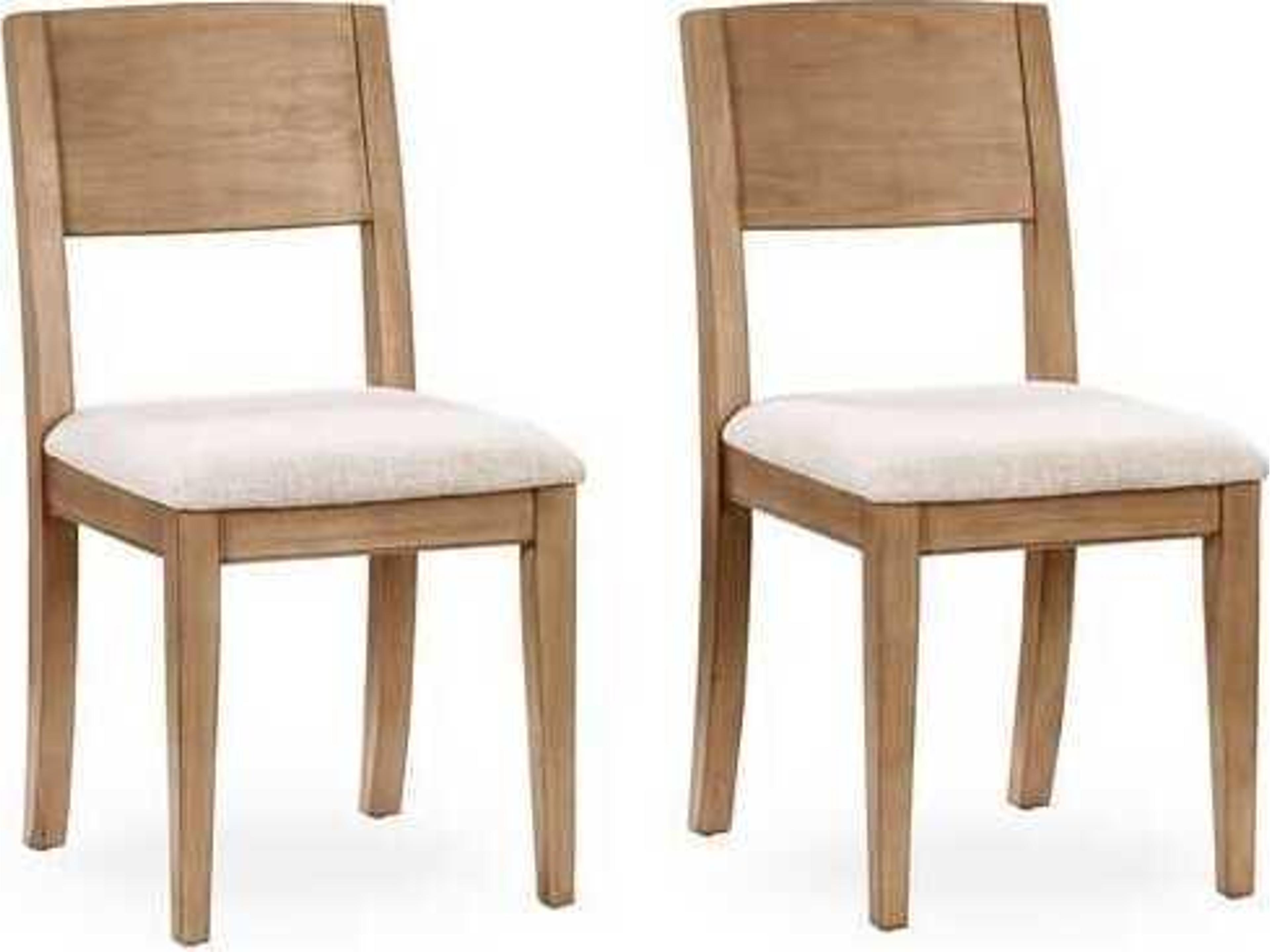 Classic Home Allegra Pine Wood Natural Upholstered Armless Dining Chair Set of 2