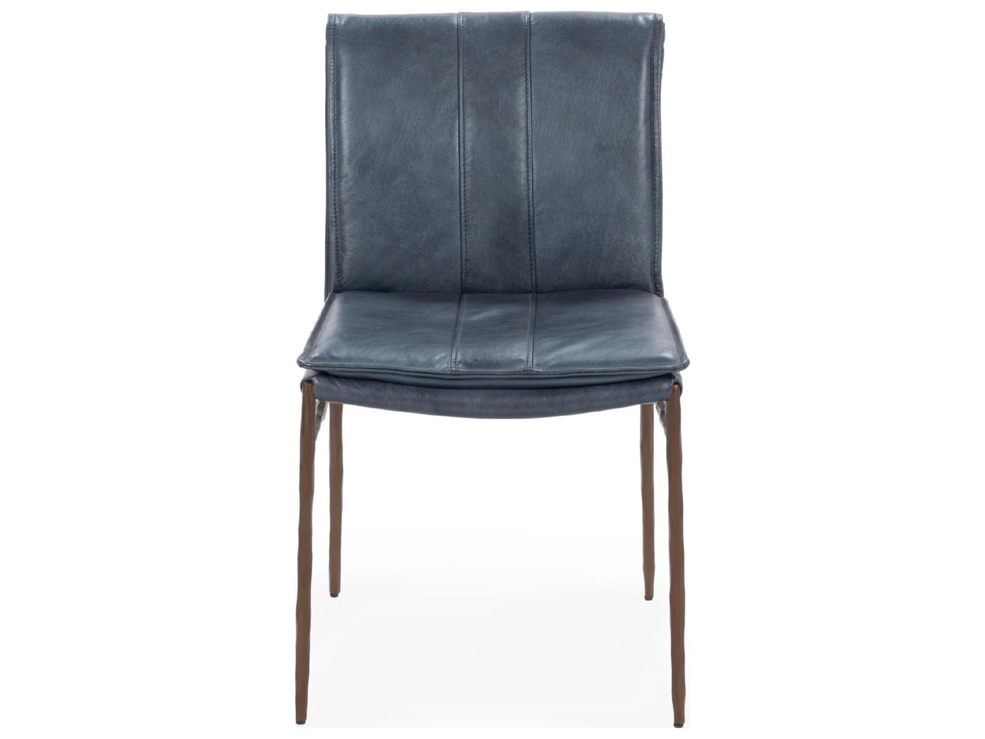 Classic Home Mayer Blue Leather Armless Dining Chair (Set of 2)