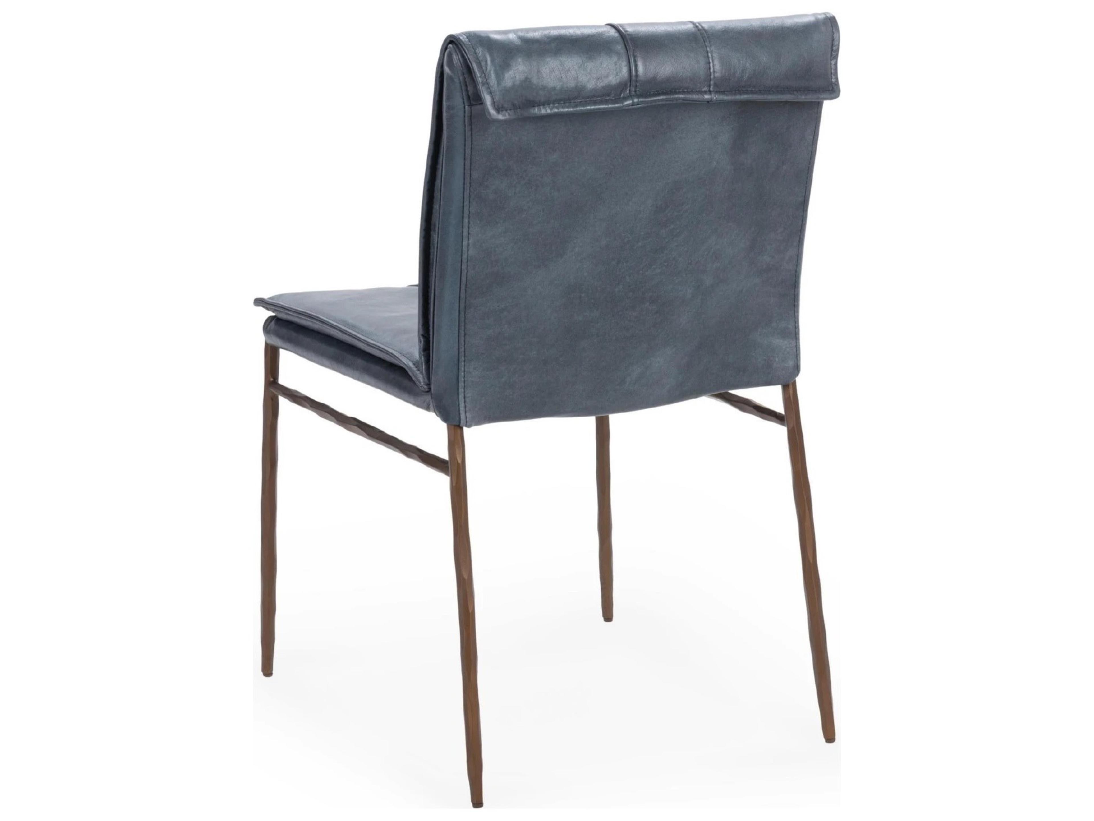 Classic Home Mayer Blue Leather Armless Dining Chair (Set of 2)