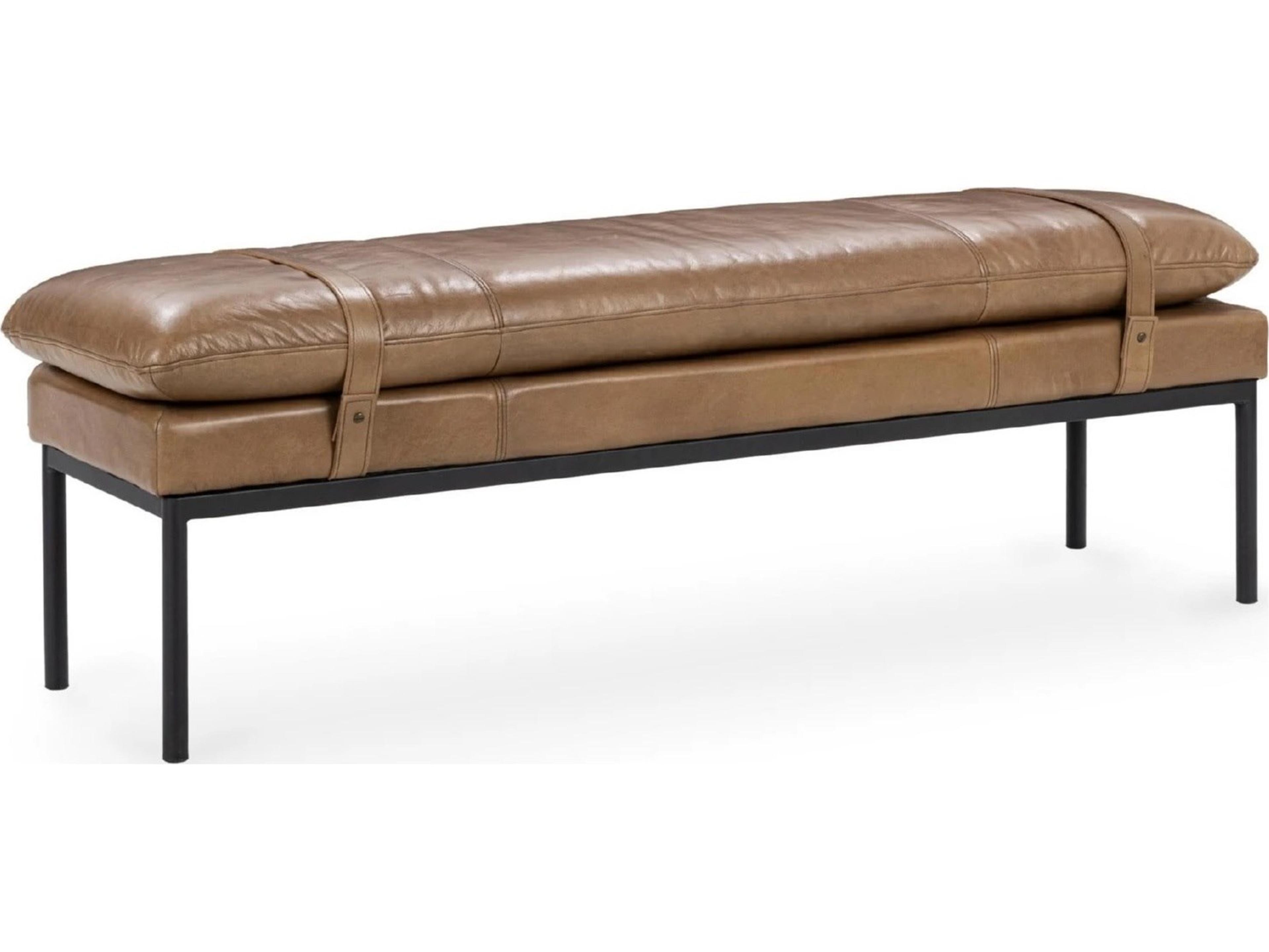 Celiah Tan Brown Faux Leather Accent Bench
